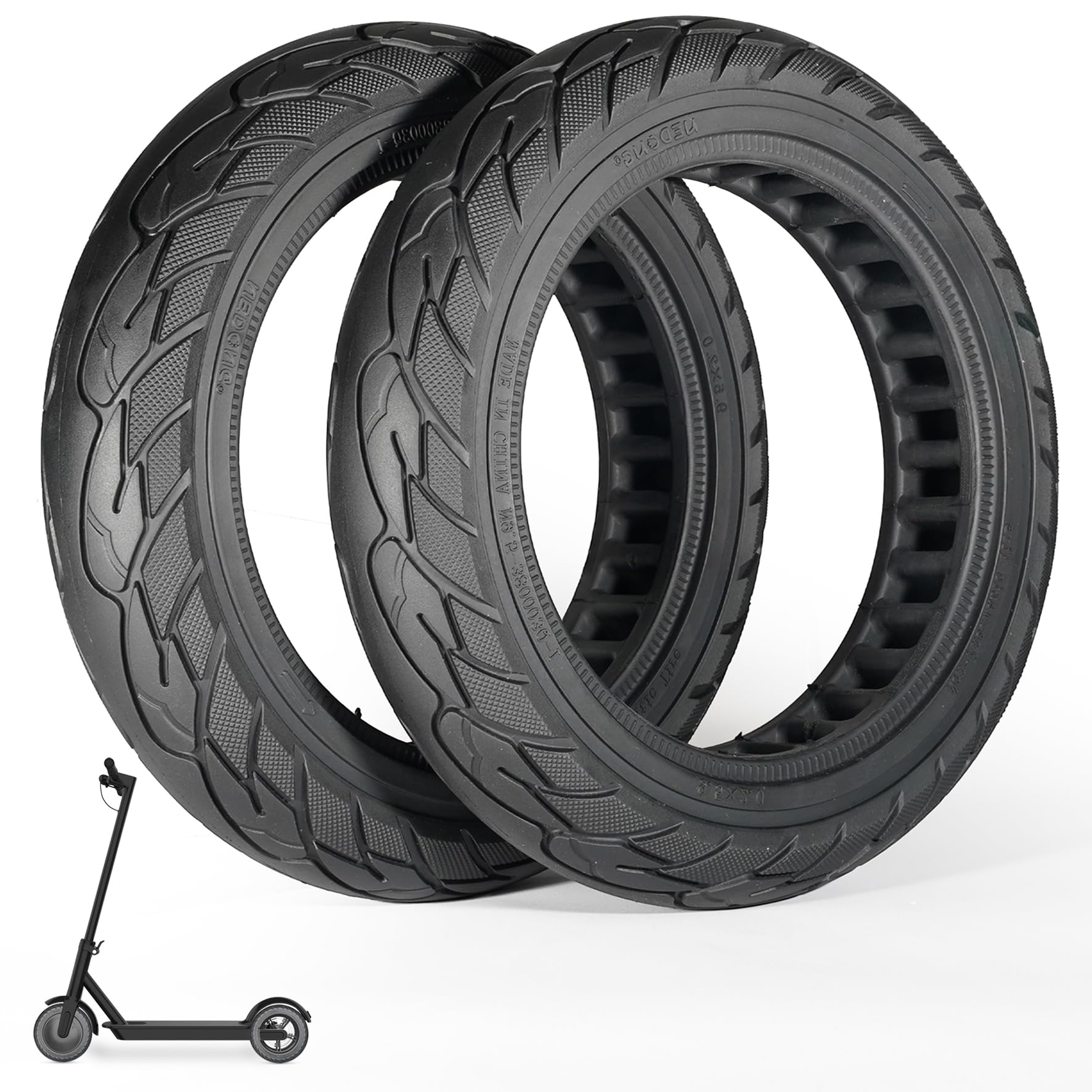 ANSENI® Ruedas Macizas Patinete Electrico,Rueda (9.5x2)9.5pulgadas Neumáticos de Reemplazo,Rueda Repuesto Antipinchazo Compatible con Xiaomi Scooter Electrico M365, Xiaomi 1S,Essential,Cecotec (2 Uds)