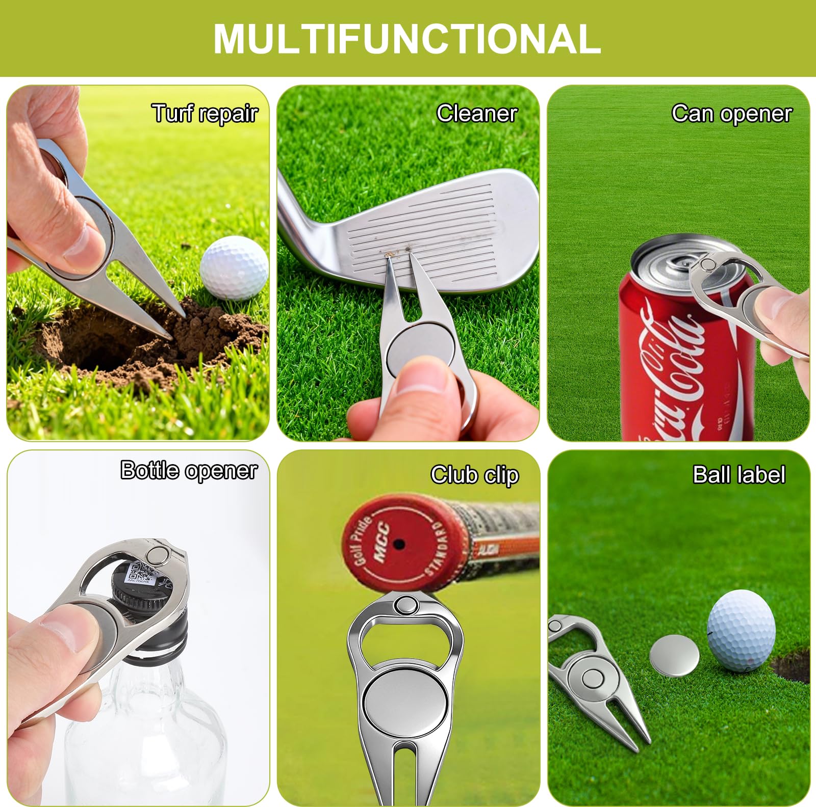 VOSSOT 2 forchette da golf unisex con marcatore estraibile, strumento ergonomico per la cura dei marcatori sul campo da golf, tecnologia triple traccia ideale per i golfisti