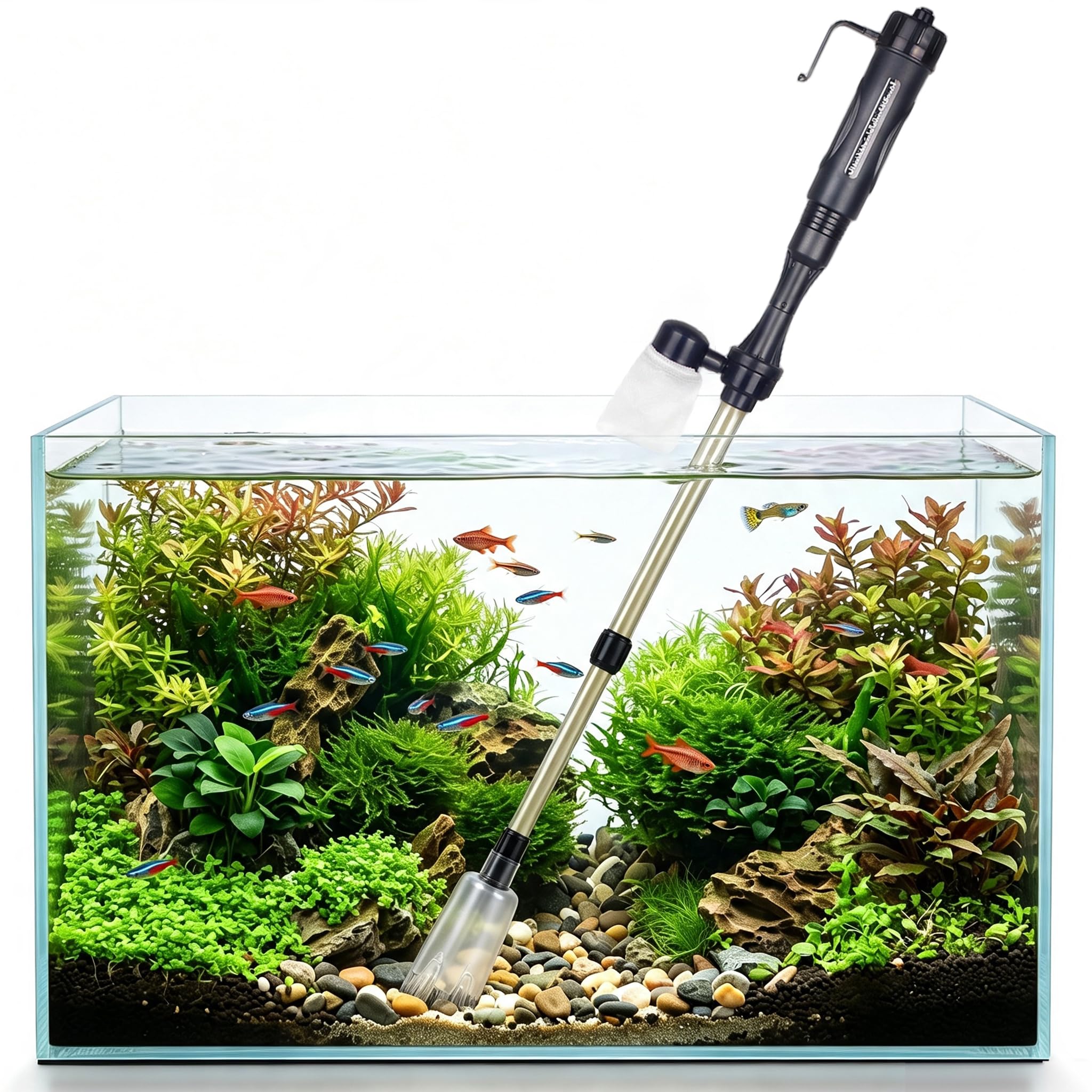 Nexfvor Adjustable 16.3-32.9 Inch Cordless Electric Aquarium Gravel Cleaner