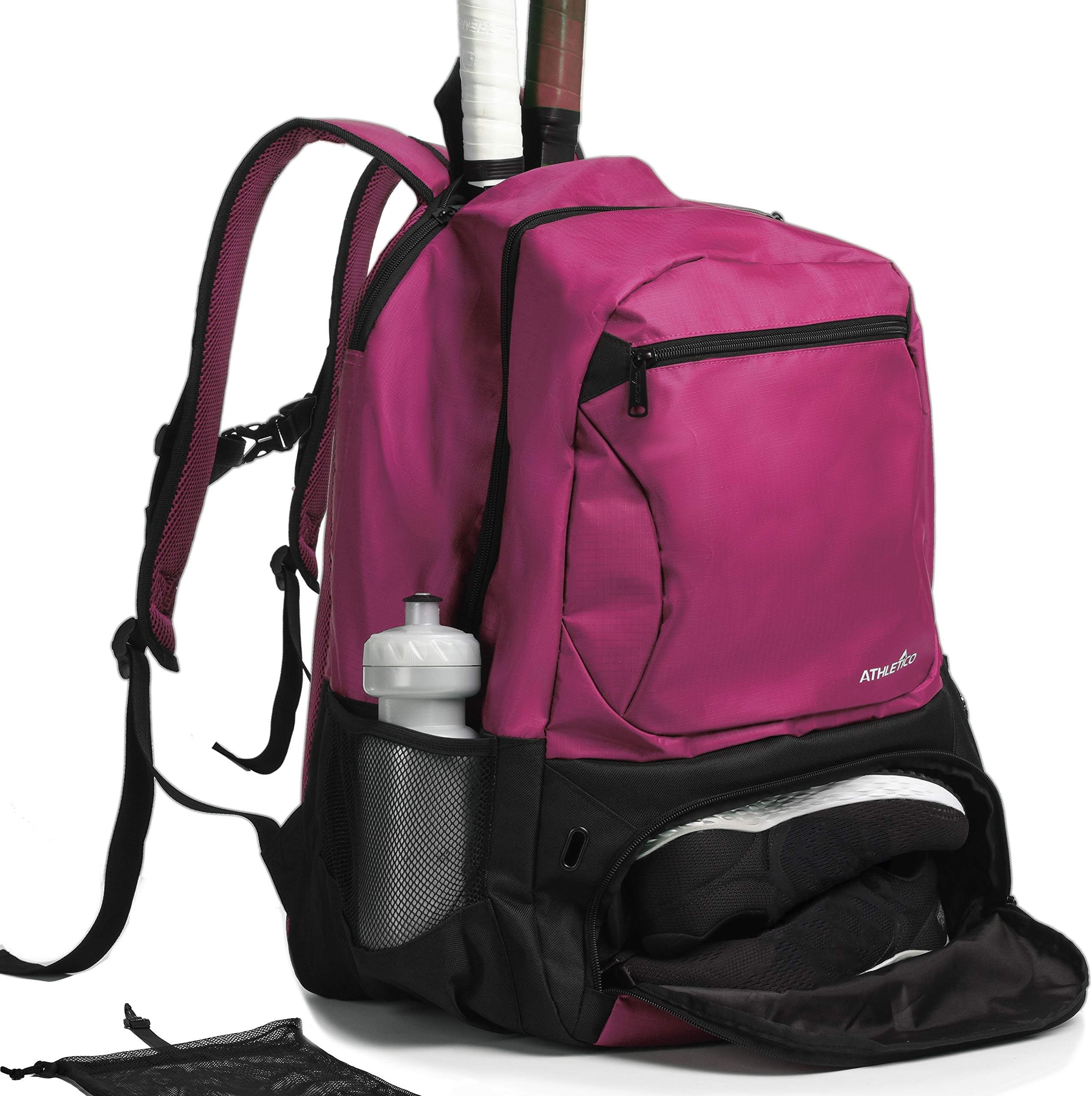 Athletico Premier Tennis Backpack - Tennis Bag Holds 2 Rackets in Padded Compartment | Separate Ventilated Shoe Compartment | Tennis Bags for Men or Women