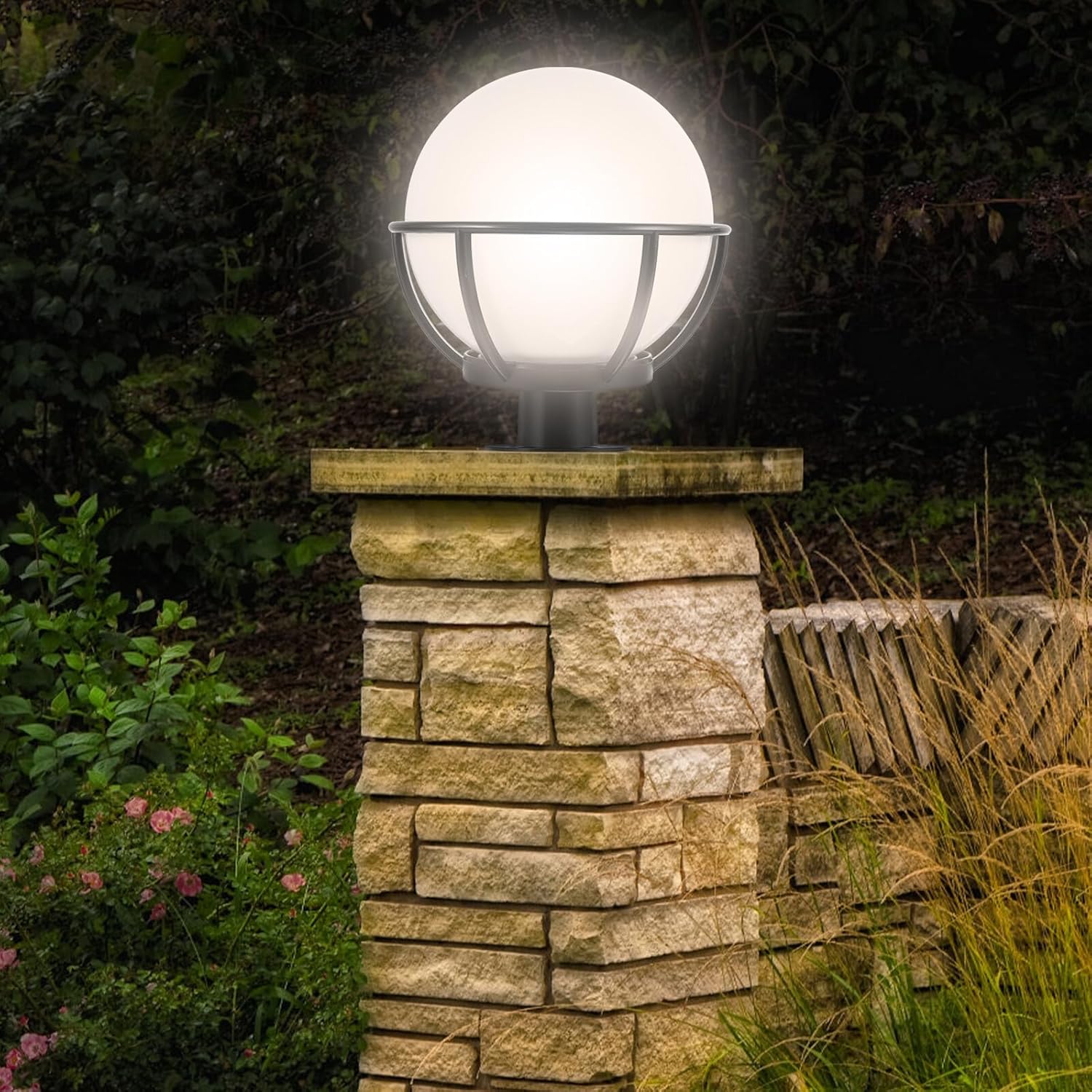 Milisten Lamp Post Lampshade Outdoor Globe Light Cover with Base for Yard Garden Wall Post Lights Patio Lighting Accessories