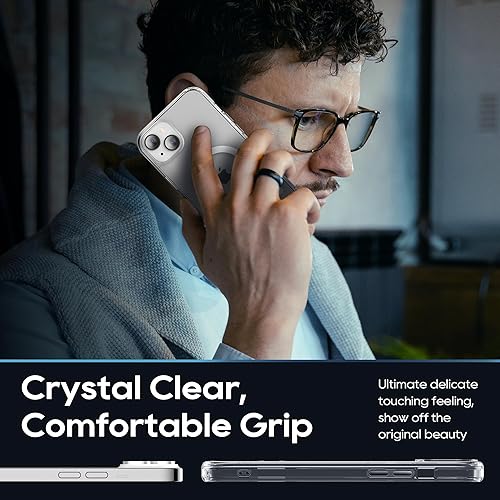 Miniatura 7 de Funda magnética para iPhone 13 de 6.1 pulgadas, soporte delgado con protector de pantalla compatible con Magsafe a prueba de golpes, transparente,