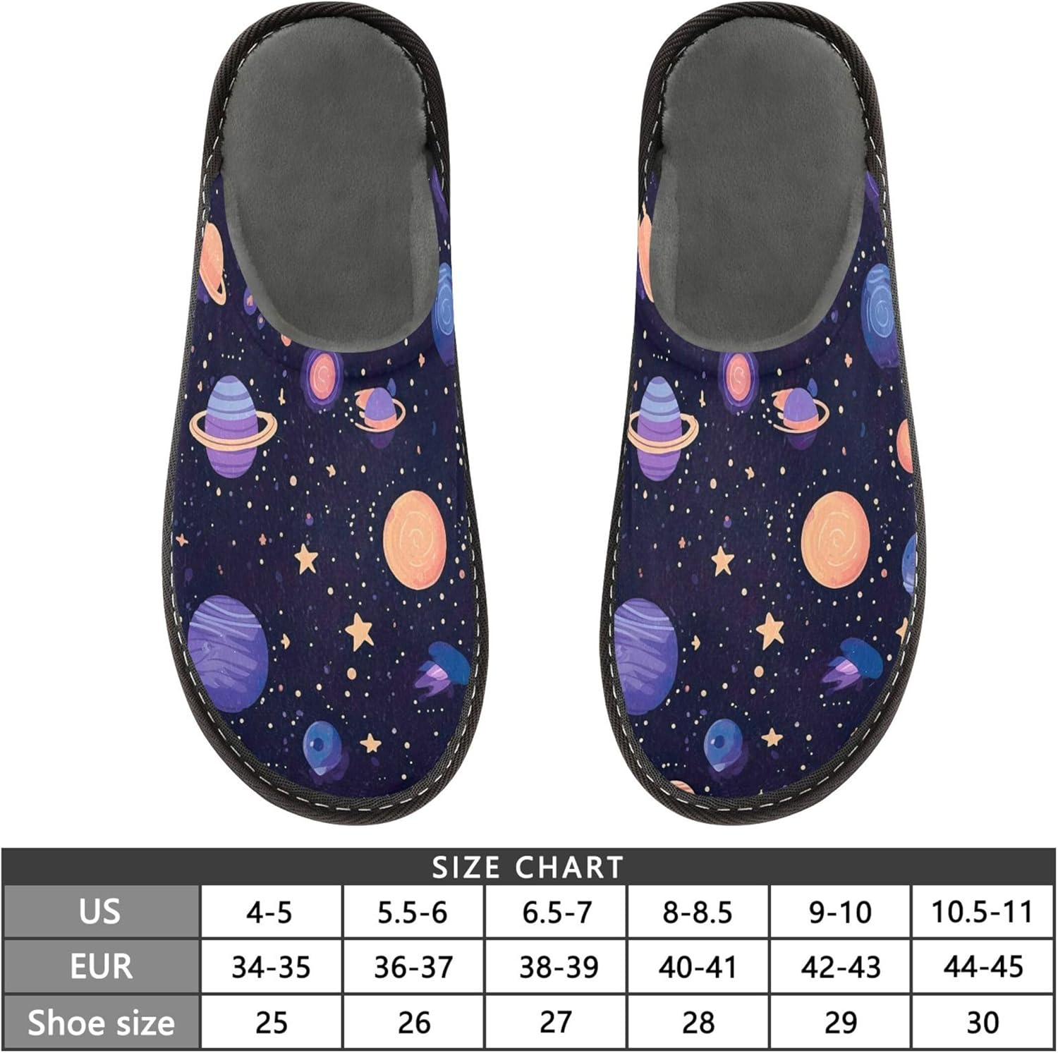Space Galaxy Planet House Slippers – Cozy Fuzzy Slippers for Guests, Washable & Disposable, Perfect for Shoeless Home, Spa & Hotel Use A110629