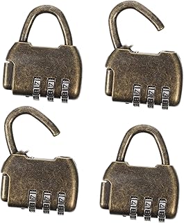 Uonlytech 4pcs Combination Locks for Lockers Metal Suitcase Vintage Suitcase Gym Locker Lock Antique Password Padlock Number Locks Antique Chinese Lock Classic Password Lock Home Supplies