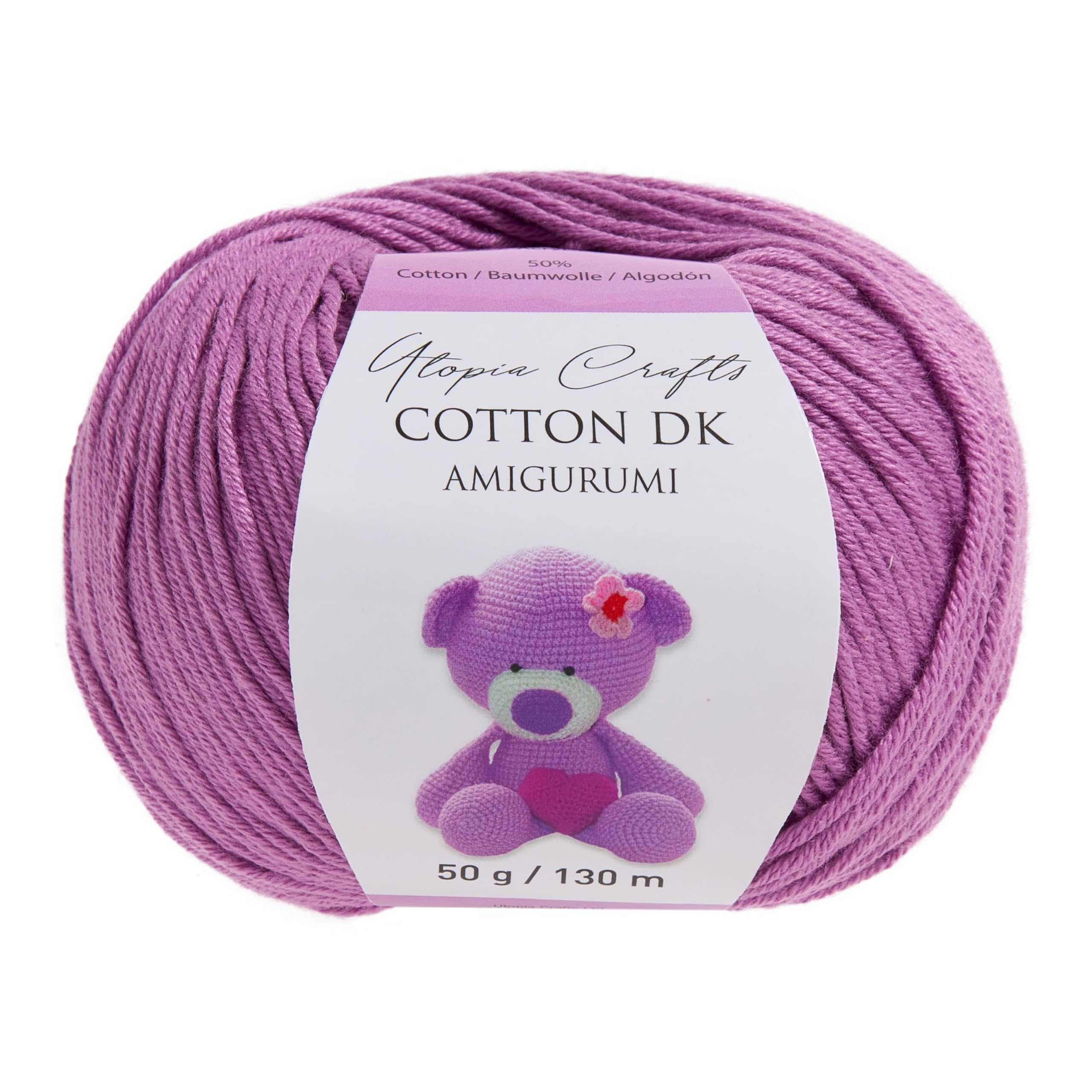 Utopia Crafts Amigurumi Cotton DK Yarn for Crochet and Knitting 50% Cotton, 50% Acrylic Blended, 50g (1, Lilac)
