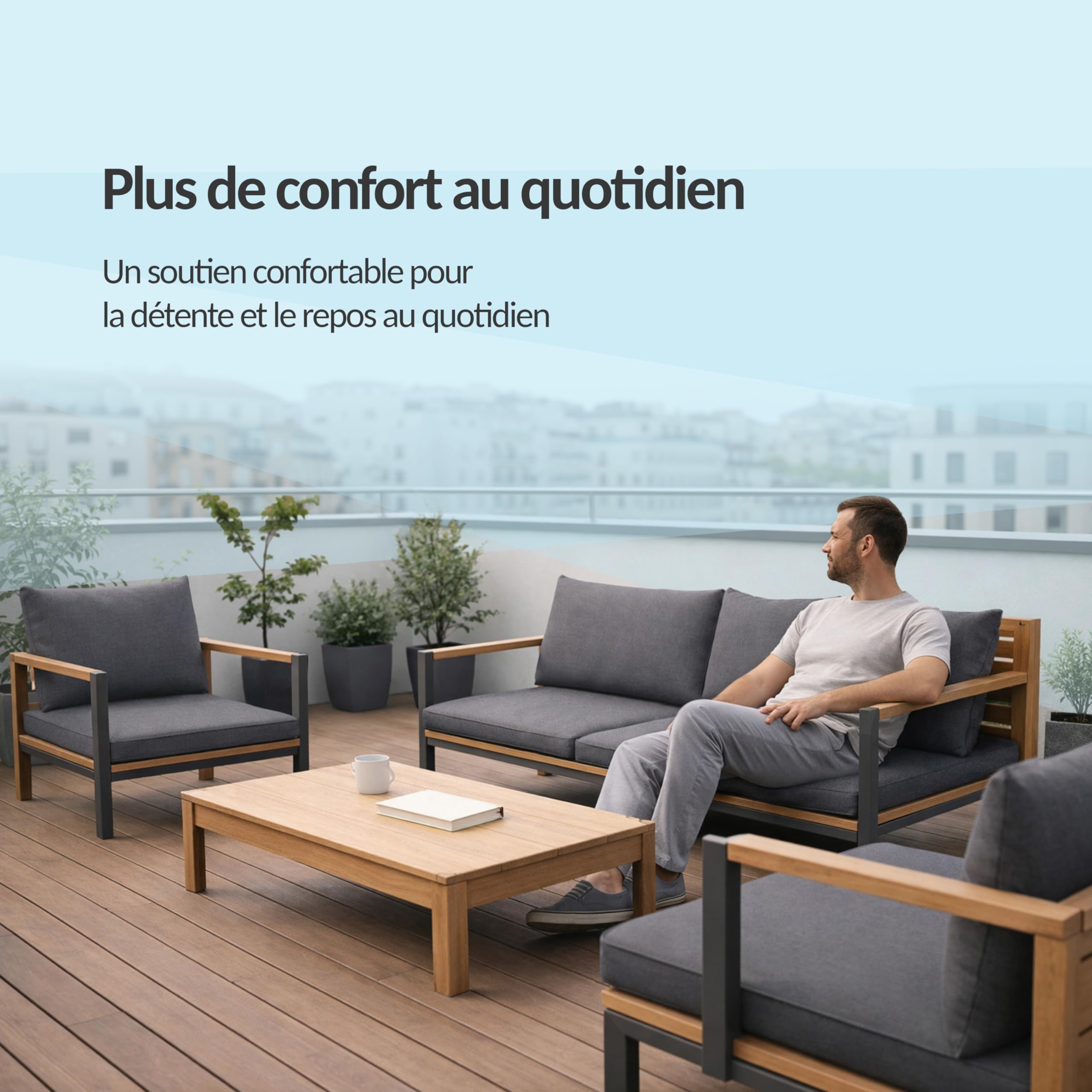 POKAR Coussins d'assise Coussin Extérieur Jardin Assise Coussin Chaise Jardin Galette de Chaise pour Extérieur, Jardin, Balcon 50x50x5 cm, Beige