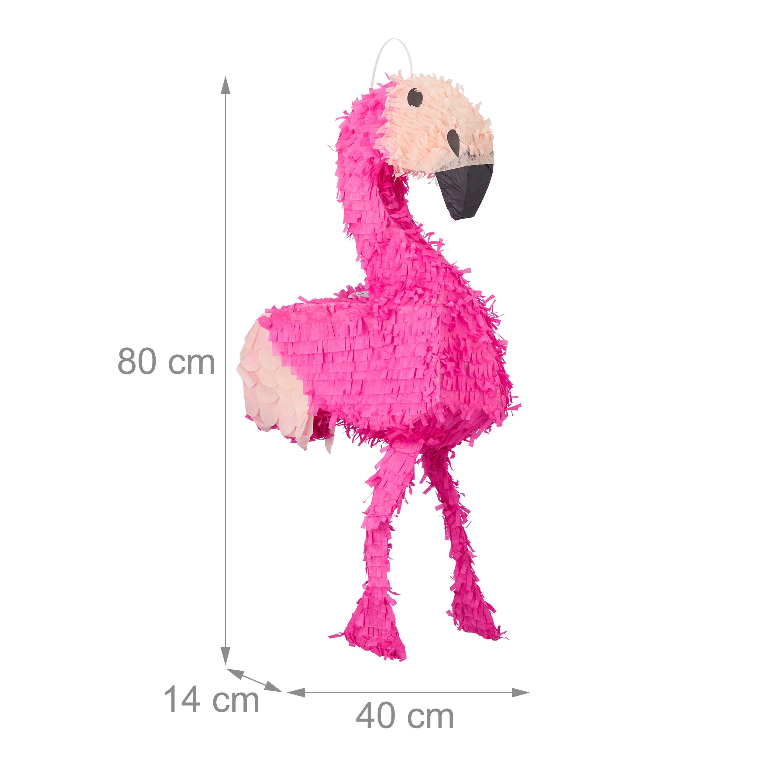 Relaxdays Pack de 4 Piñatas Infantiles de Flamenco XXL, Papel, Rosa, 80 x 40 x 14 cm
