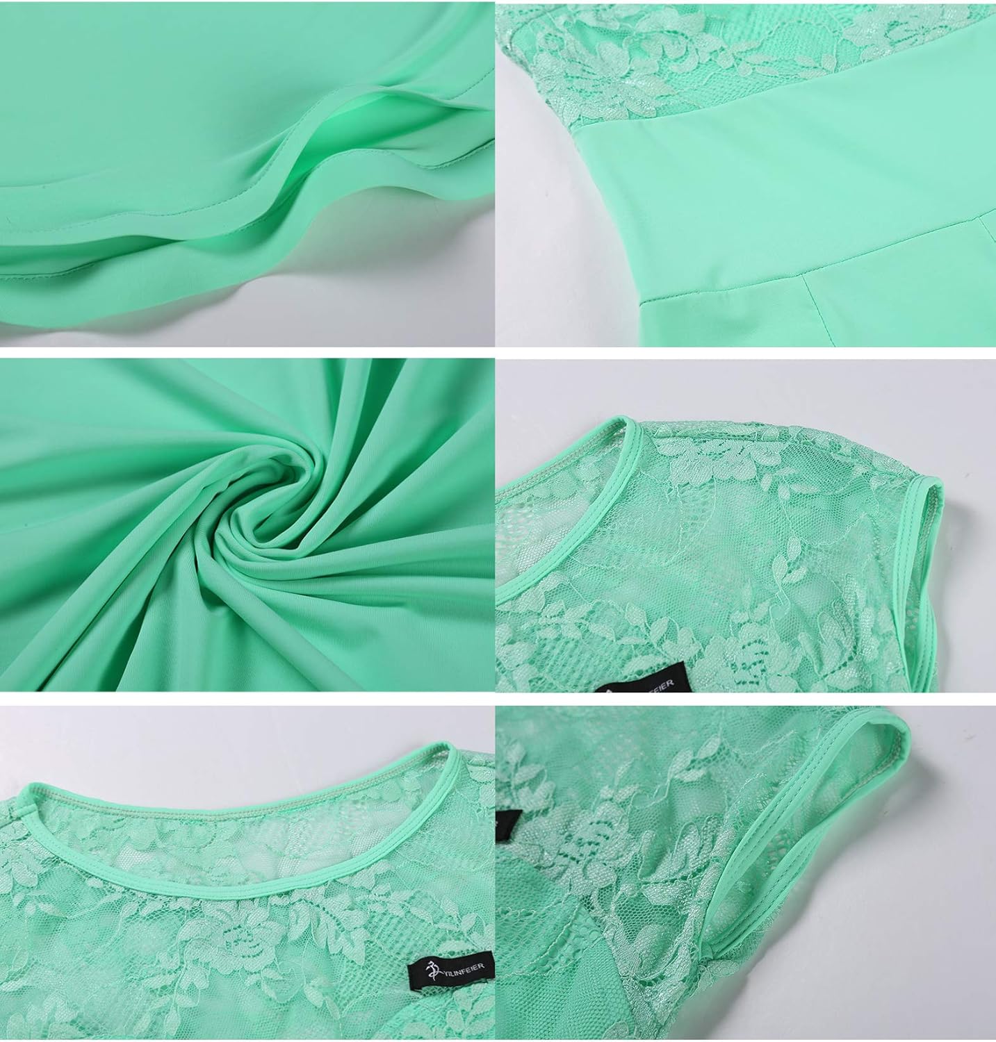 Dance Zone レディース ダンス用 ドレス ワンピース 半袖 レース 花柄 透け セクシー 露出 ストレッチ 多色 エレガン