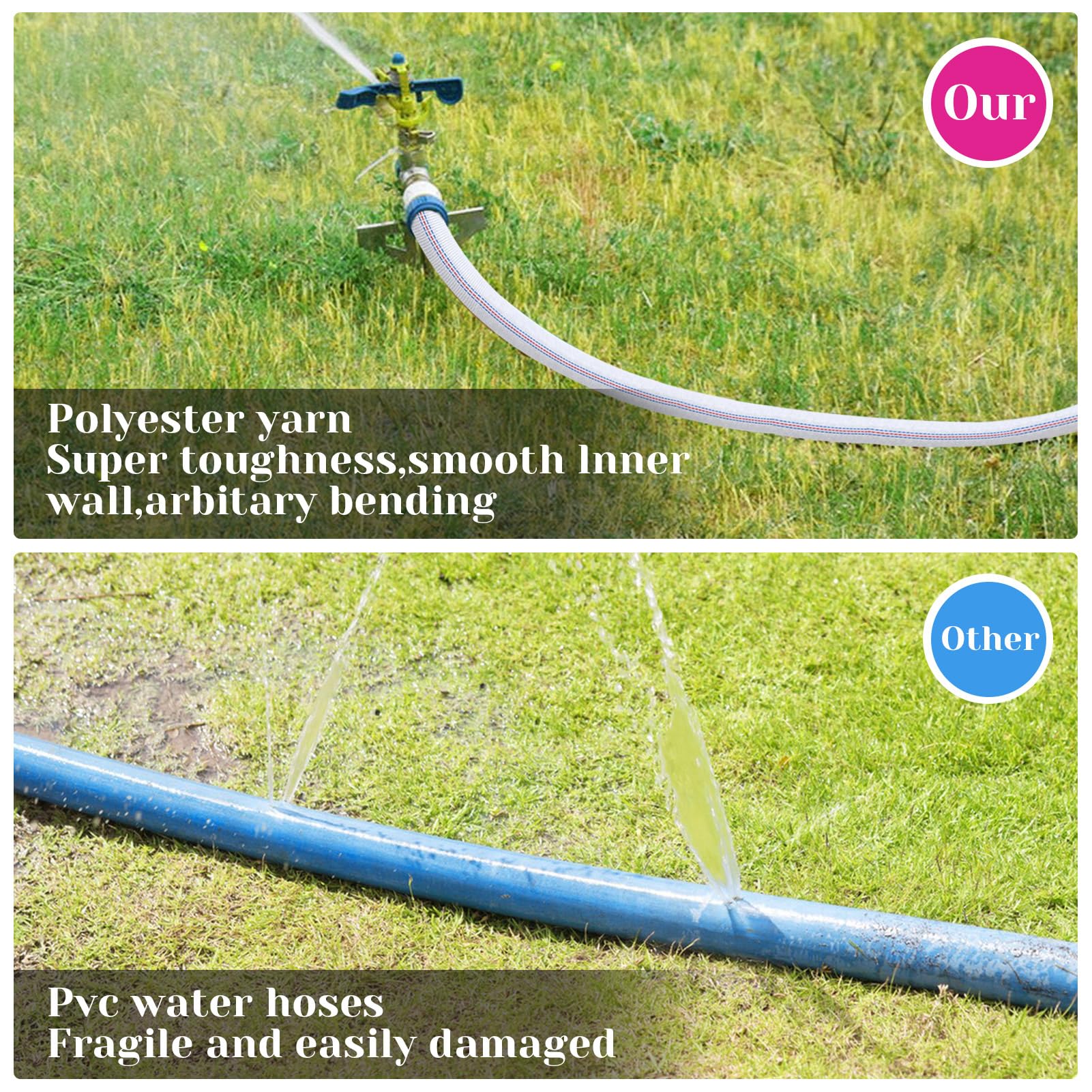 Manguera de retrolavado para alberca de 2 pulgadas x 50 pies de longitud, manguera de drenaje resistente y 2 abrazaderas de manguera ajustables para patio, jardín, césped, piscina