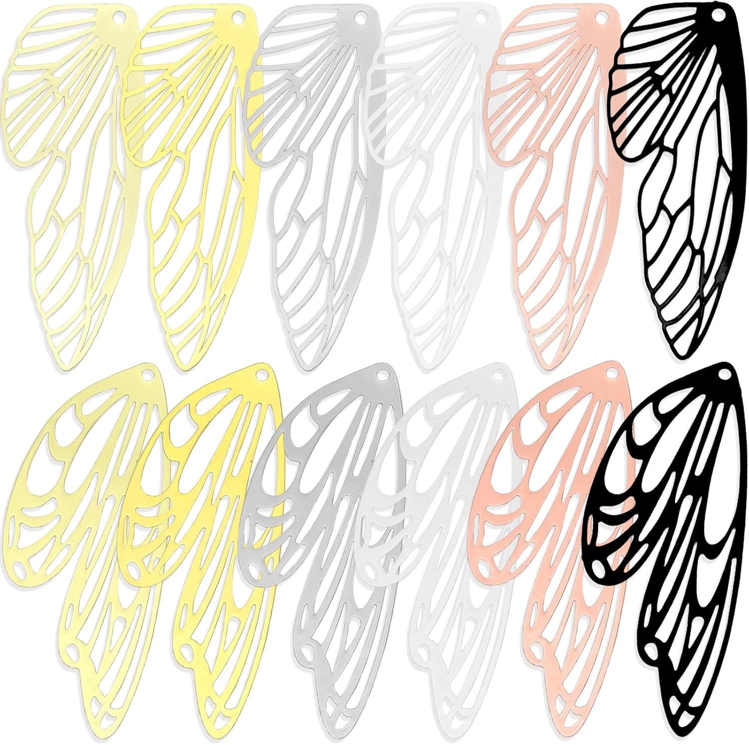 48pcs Butterfly Wing Charms Hollow Colorful Filigree Butterfly Pendants for DIY Earrings Necklaces Jewelry Making Accessories