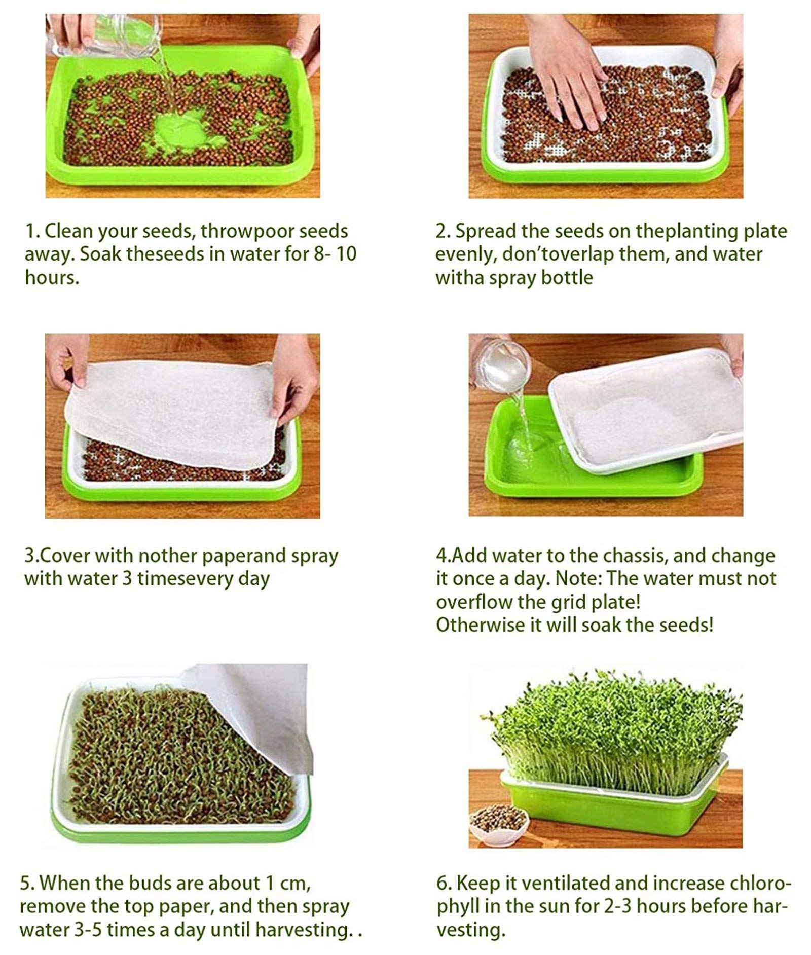 Lot de 10 plateaux de germination de graines - Kit de culture sans BPA - Plateau de germination de graines - Plateaux de culture pour micropousses avec papier de germination - Plateaux de