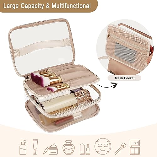 Miniatura 3 de Bolsa de aseo transparente, organizador de artículos de aseo de viaje transparente, gran apertura, bonita bolsa de maquillaje de viaje, artículos