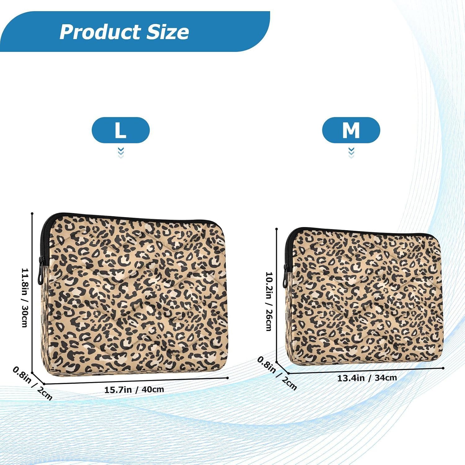 Leopard Print Brown Laptop Bag Case, Padded Case Laptop 15.6 for Women Men image 2