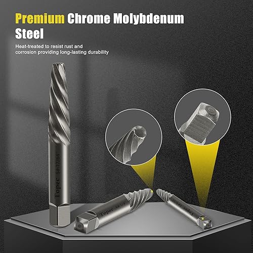 Miniatura 3 de TOPEC Juego de extractor de tornillos dañados, 7 piezas de fácil salida para quitar fácilmente pernos rotos, tornillos pelados, pernos