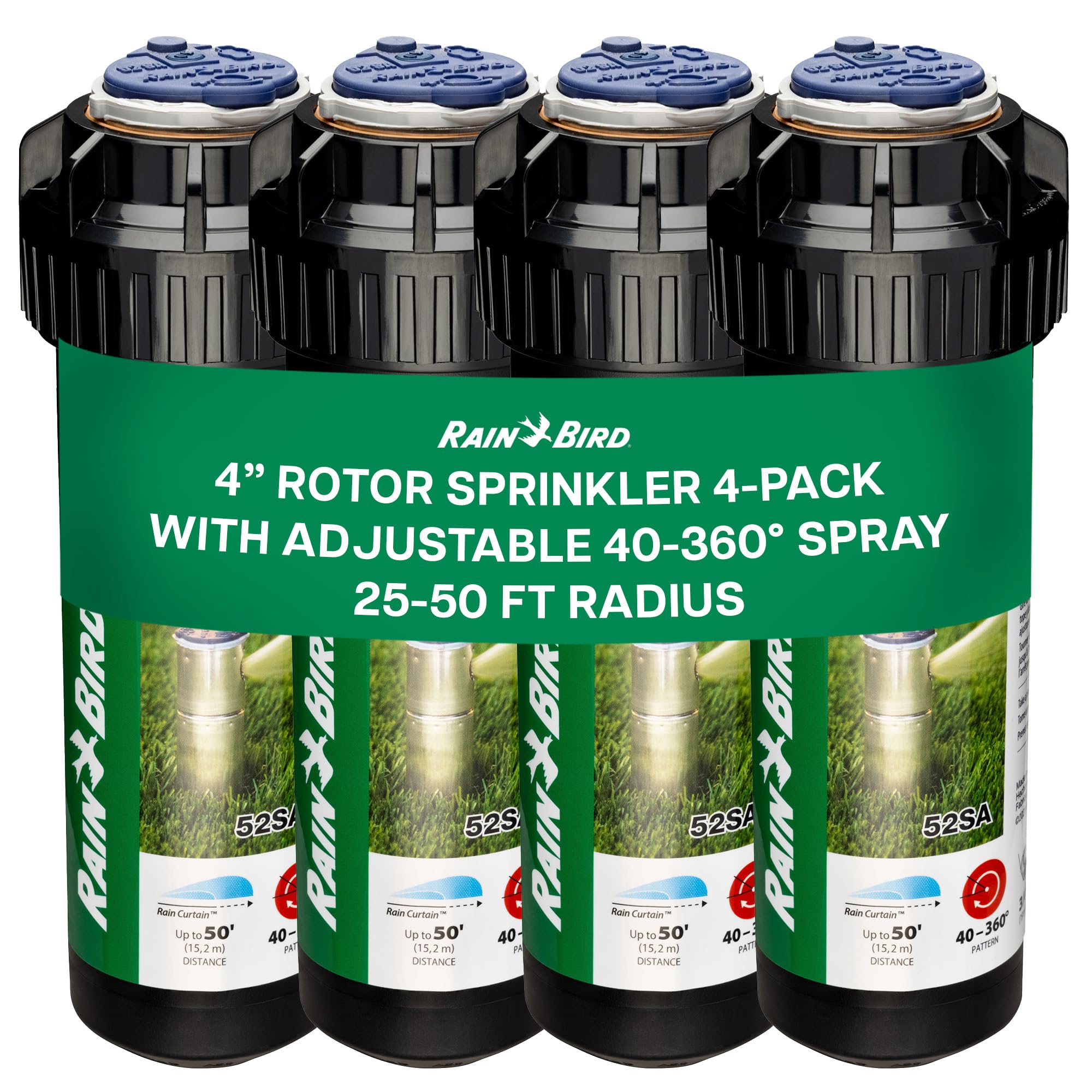 Rain Bird 52SA Premium Gear Drive Rotor Sprinkler Head, 4 Pack