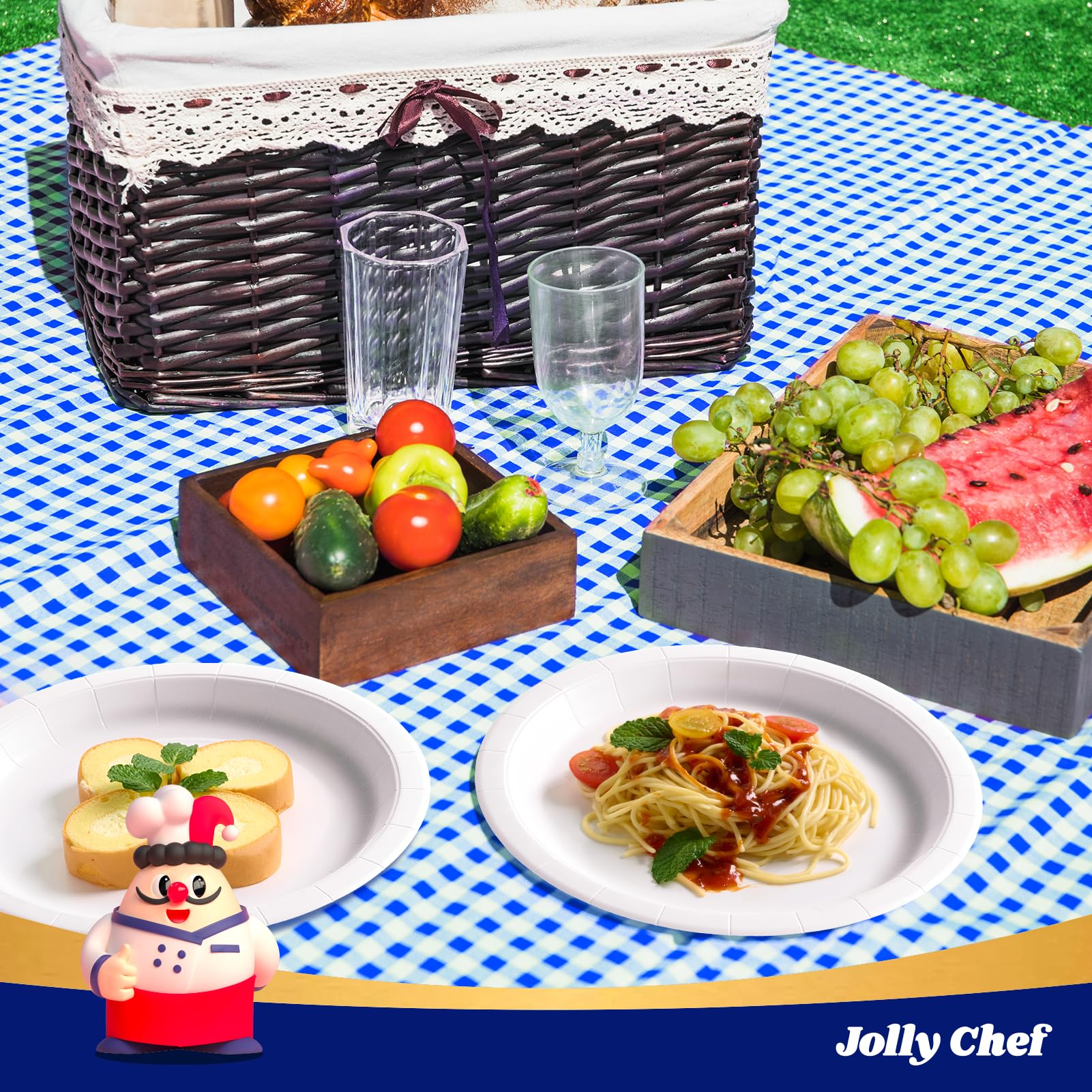 JOLLY CHEF Piatti di carta da 22,9 cm, 300 pezzi, usa e getta, bianchi
