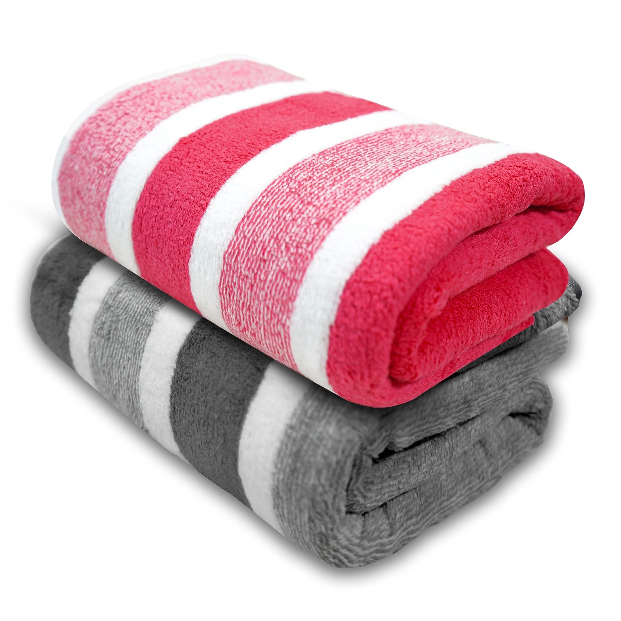 MAXOSHINE Microfiber Towels for Bath Large Size-Soft Fluffy Coral Fleece Bathing Towel with Hook Quick Dry Super Absorbent-Stripes Bath Towel for Men and Women-70 x 140 cm (Pack of 2, Grey/Red) (B0CF246XDY) Amazon Price History, Amazon Price Tracker
