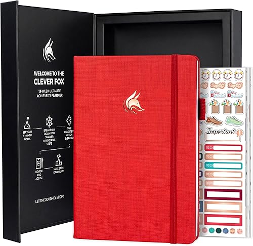 Clever Fox Ultimate Achiever's Goal Planner Diario de enfoque y productividad de 90 días. Sin fecha, planificador diario, semanal, mensual y