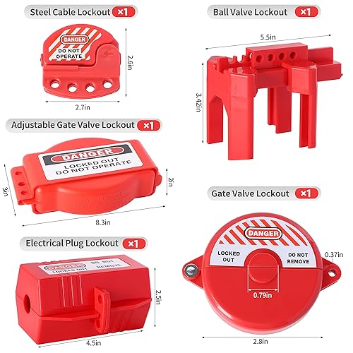 Miniatura 3 de Kit de etiquetado de bloqueo, kit de 73 piezas Loto con candado de seguridad+cerrojo de bloqueo+enchufe eléctricoválvula de boladispositivos de