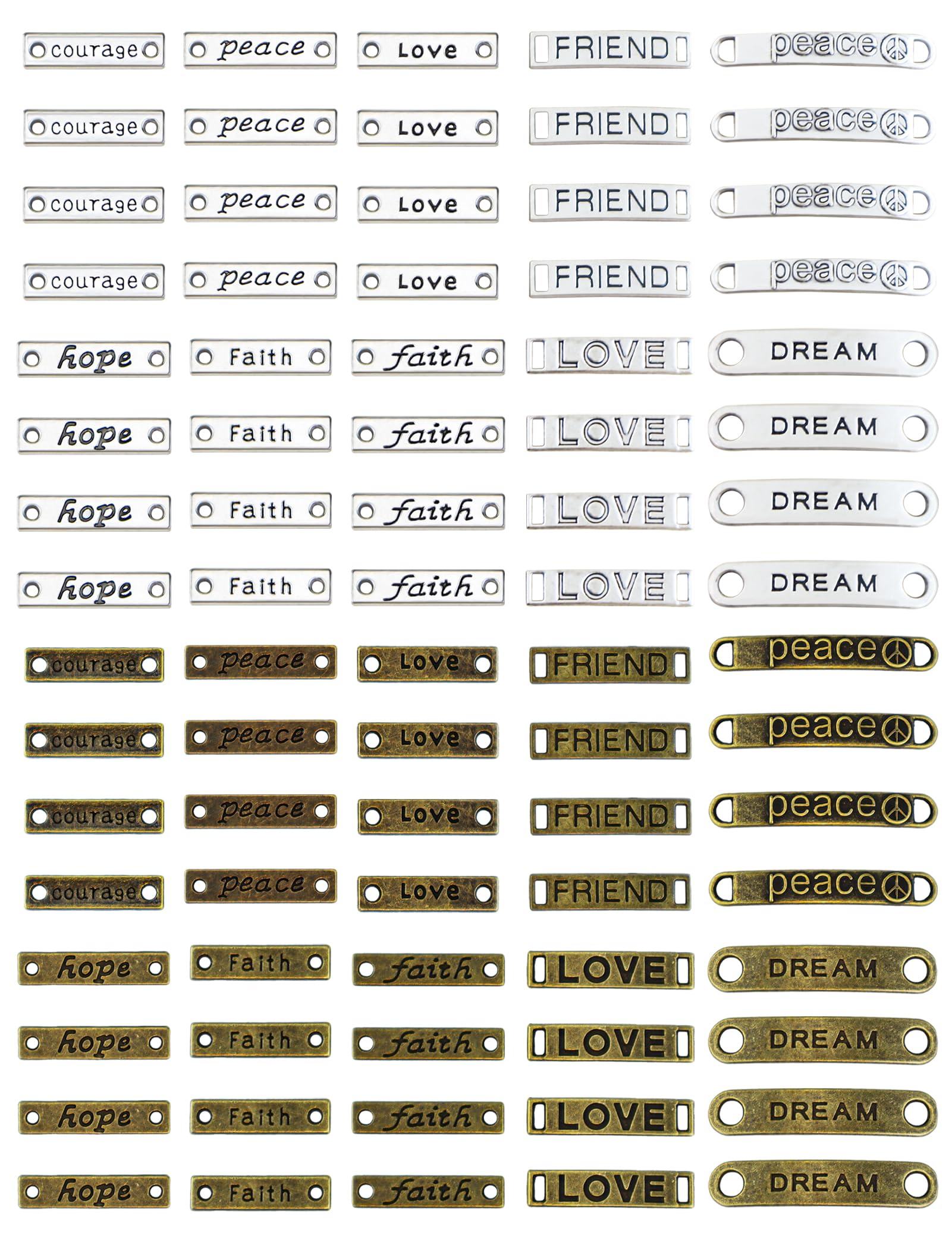 JIALEEY Mixed Words Letters Connector Pendants Beads Charms for Crafting, Jewelry Findings Making Accessory for DIY Necklace Bracelet 80pcs(110g)