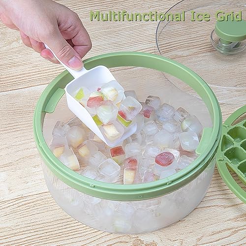 Miniatura 7 de Mini bandejas para cubitos de hielo con tapa y contenedor, 64 piezas para congelador, molde para cubitos de hielo, moldes para hielo con 2 bandejas,