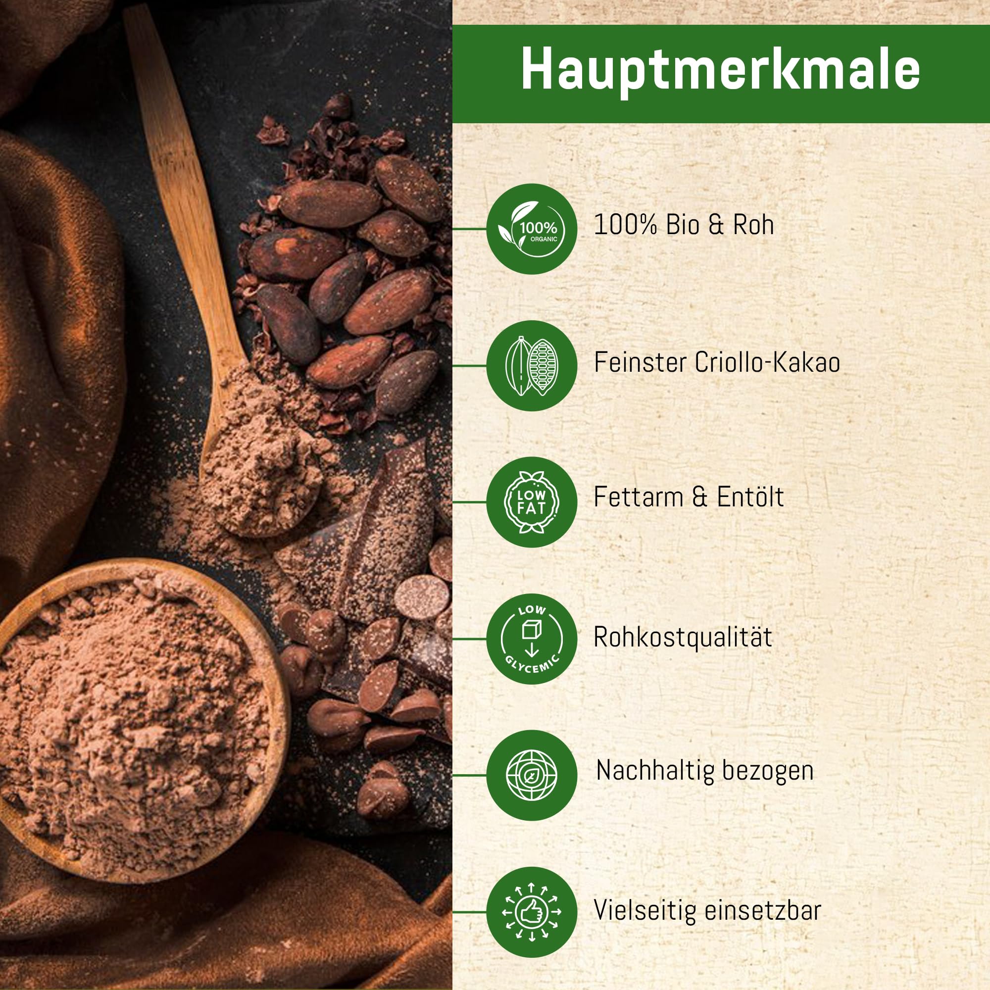 Bio Kakao Pulver 300g – Edelkakao Criollo aus Peru – Ideal für Kakaogetränke & Shakes – Rohkostqualität & Vegan – Stark entölt (10-12%) für perfekte Löslichkeit – Ohne Zuckerzusatz & Naturbelassen