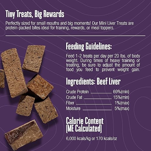 Miniatura 2 de Whole Life Pet Mini Ones - Golosinas de hígado de res para perros pequeños o golosinas de entrenamiento para perros de cualquier tamaño, grado