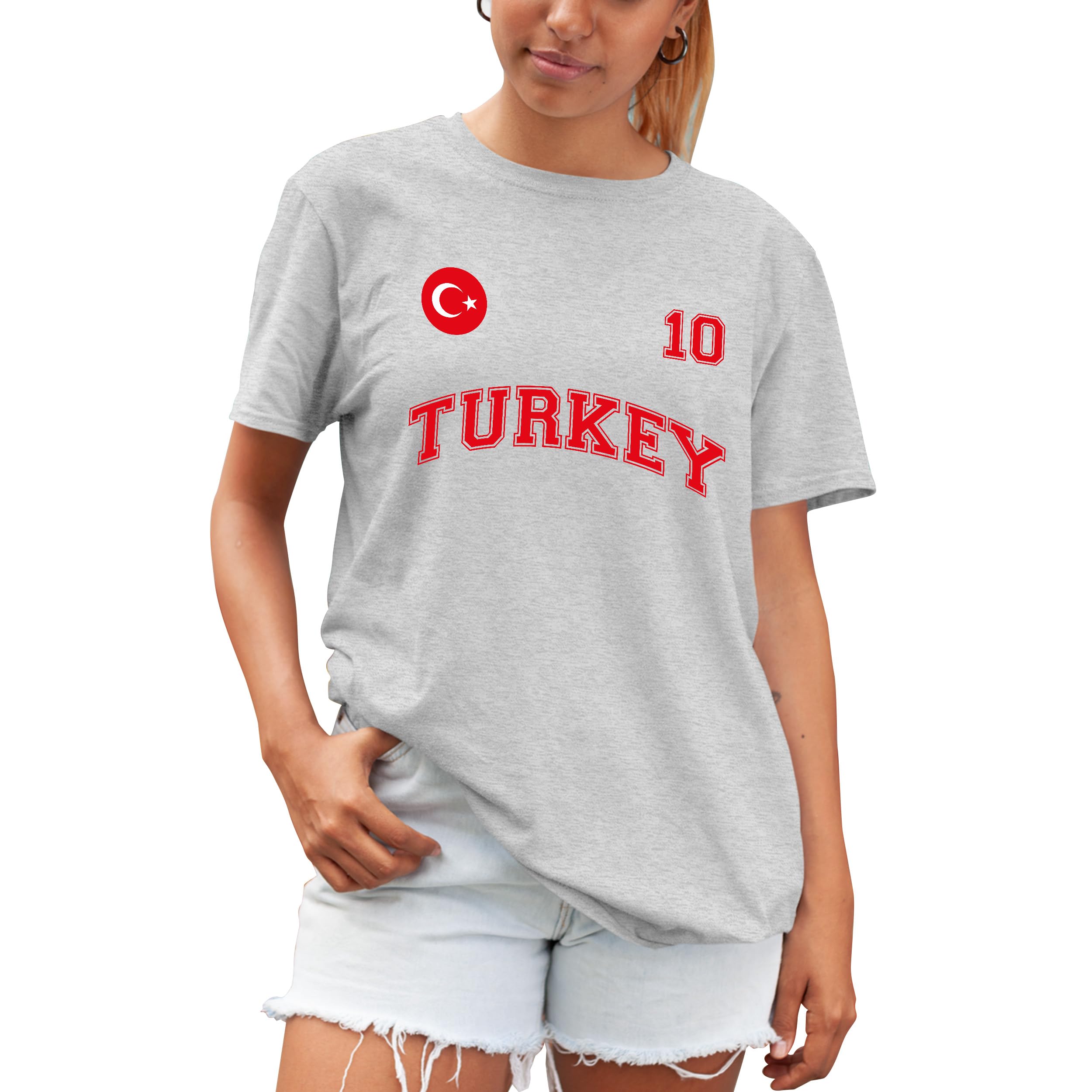 Turkey T Shirt for Women - Custom Turkish City Name Number Badge Tshirt - Unisex Football Fan Tee, XL, Sport Grey