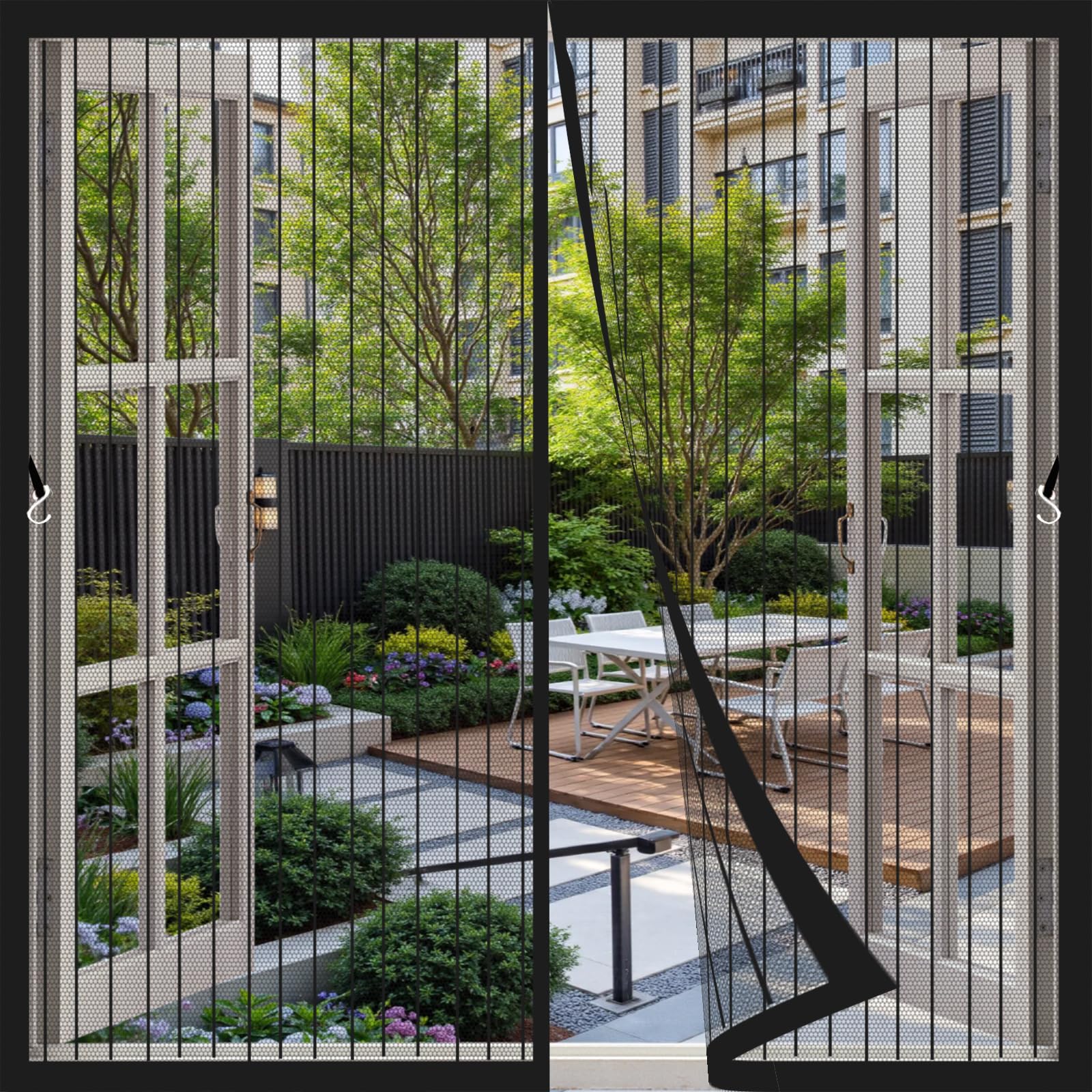 Zxiaohui Black Magnetic Fly Screen Window 120 X 170 Cm Keep Bugs Out & Lets Fresh Air, Fly Screens For Window Magnetic Screen Door With Powerful Magnets & Full Frame Magic Tape, For All Kinds Of Window,