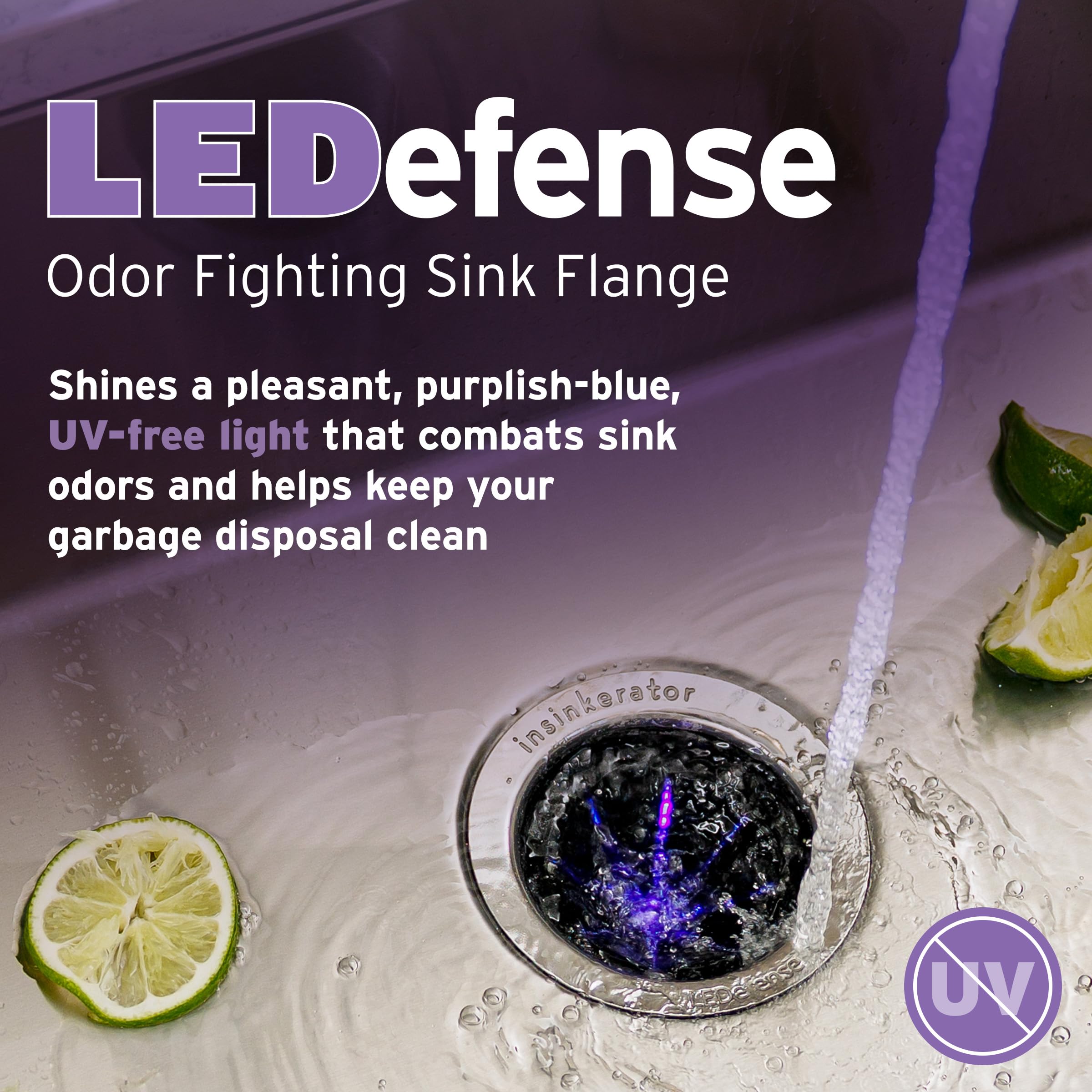 INSINKERATOR LEDefense - Brida de eliminación de basura, accesorio LED antimicrobiano para trituradores de basura INSINKERATOR, FLG-SS-LED