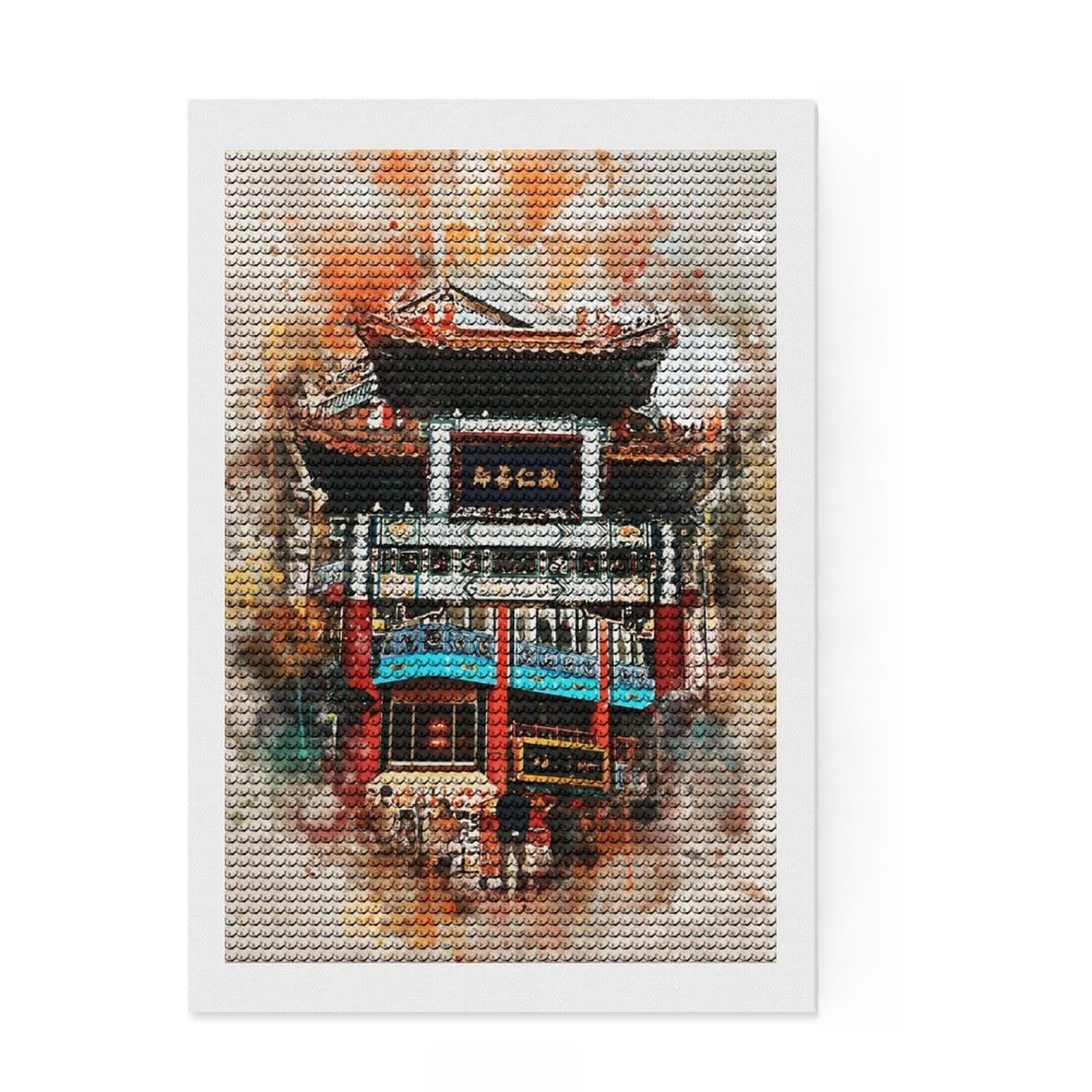 Junmoney Yokohoma in Watercolor Diamond Painting Set 8"x12", for Craft Lovers, Farmhouse Decor, Pleasing Wall Art Project, Christmas Gift