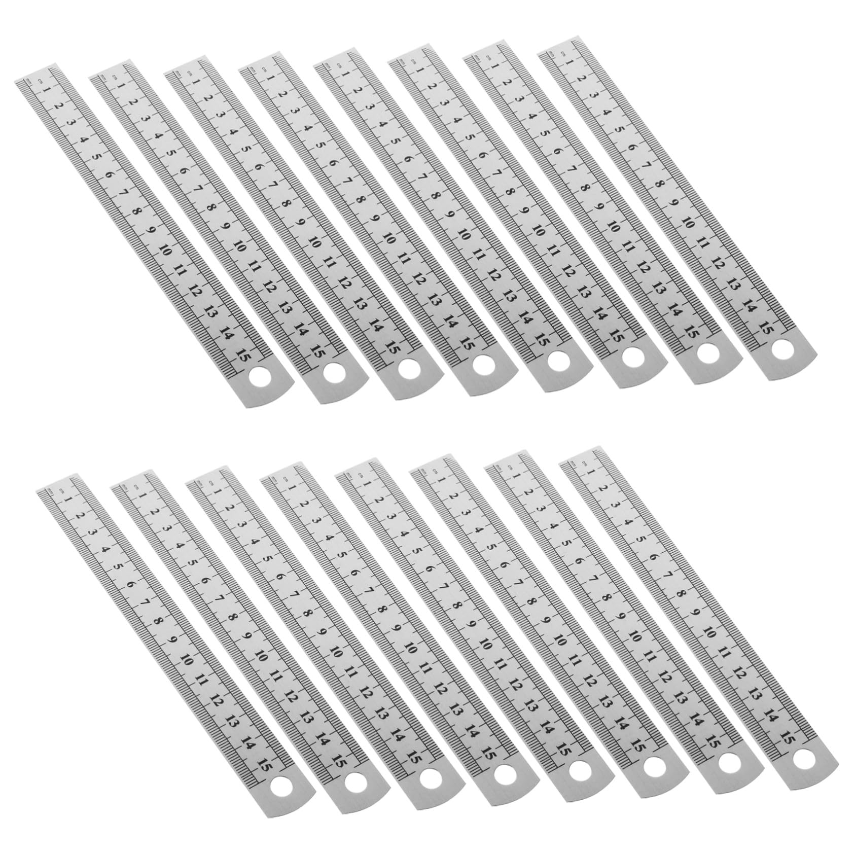 VILLCASE 30pièces Règle Graduée de Acier Inoxydable Double Échelle Outil de Mesure Précis pour Dessin Technique Géométrie Scolaire et Travaux Manuels