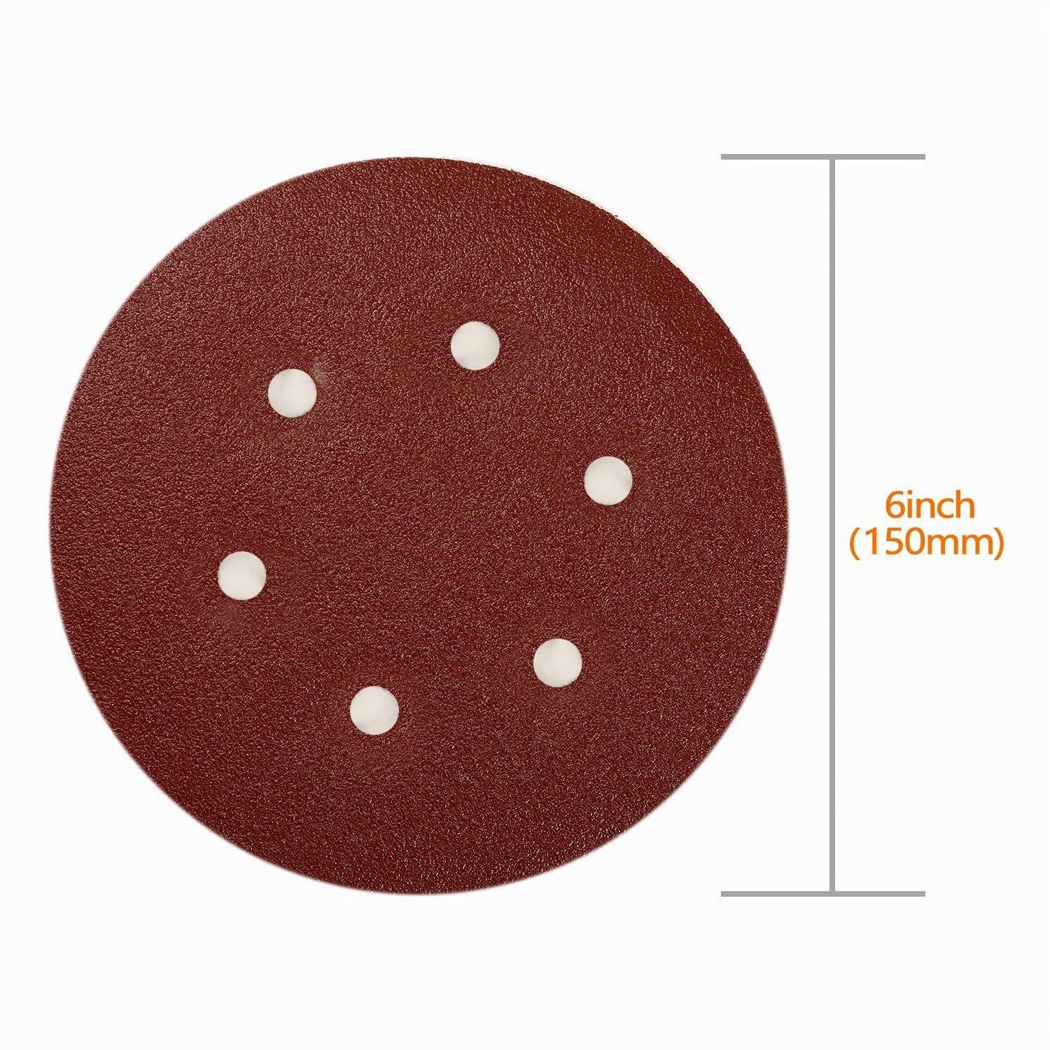 SPTA 100 Pièces 150mm disques abrasifs Disque de Ponçage Disques Abrasifs 40/80/120/180/320/600/800/1000/1500/2000 Grain Idéal pour Poncer/Polir/Dérouiller pour ponceuse excentrique de 6 trous