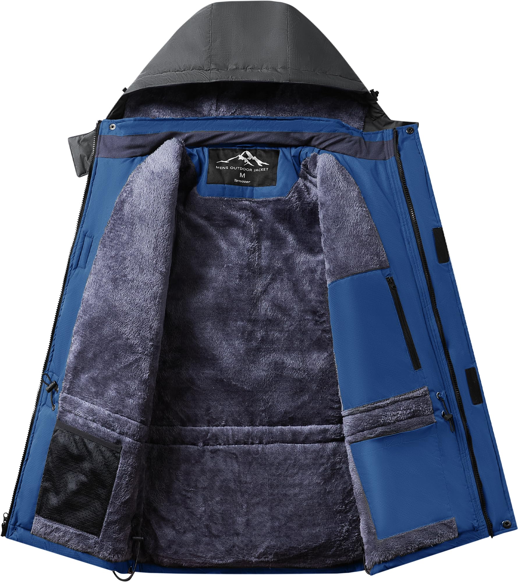 Tansozer Uomo Impermeabile Giacca Invernale Antivento caldo Sci Cappotto in Pile con Cappuccio Rimovibile
