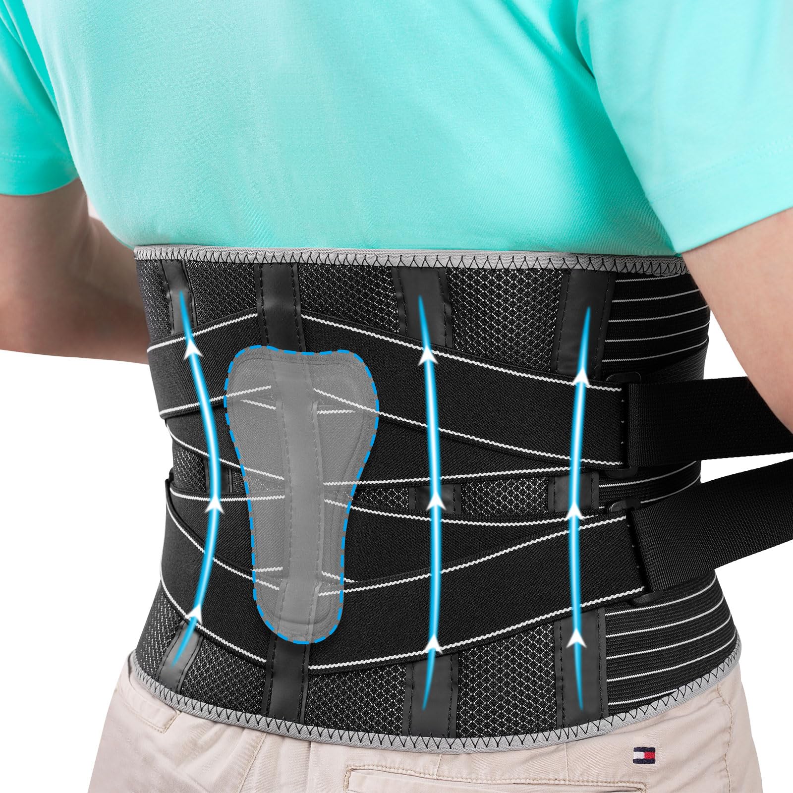 Back Brace for Lower Back Pain Women Men Relief with Removable 3D Lumbar Pad,Breathable Lumbar Support Belt for Men & Women with Bionic Support System,for Herniated Disc, Sciatica,XXL