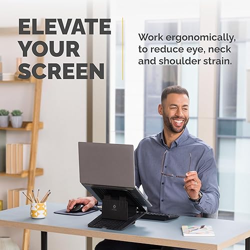 Miniatura 2 de Fellowes Breyta - Soporte para laptop para el hogar y la oficina, 12 ajustes de altura, tamaño de monitor de 14 pulgadas, color negro