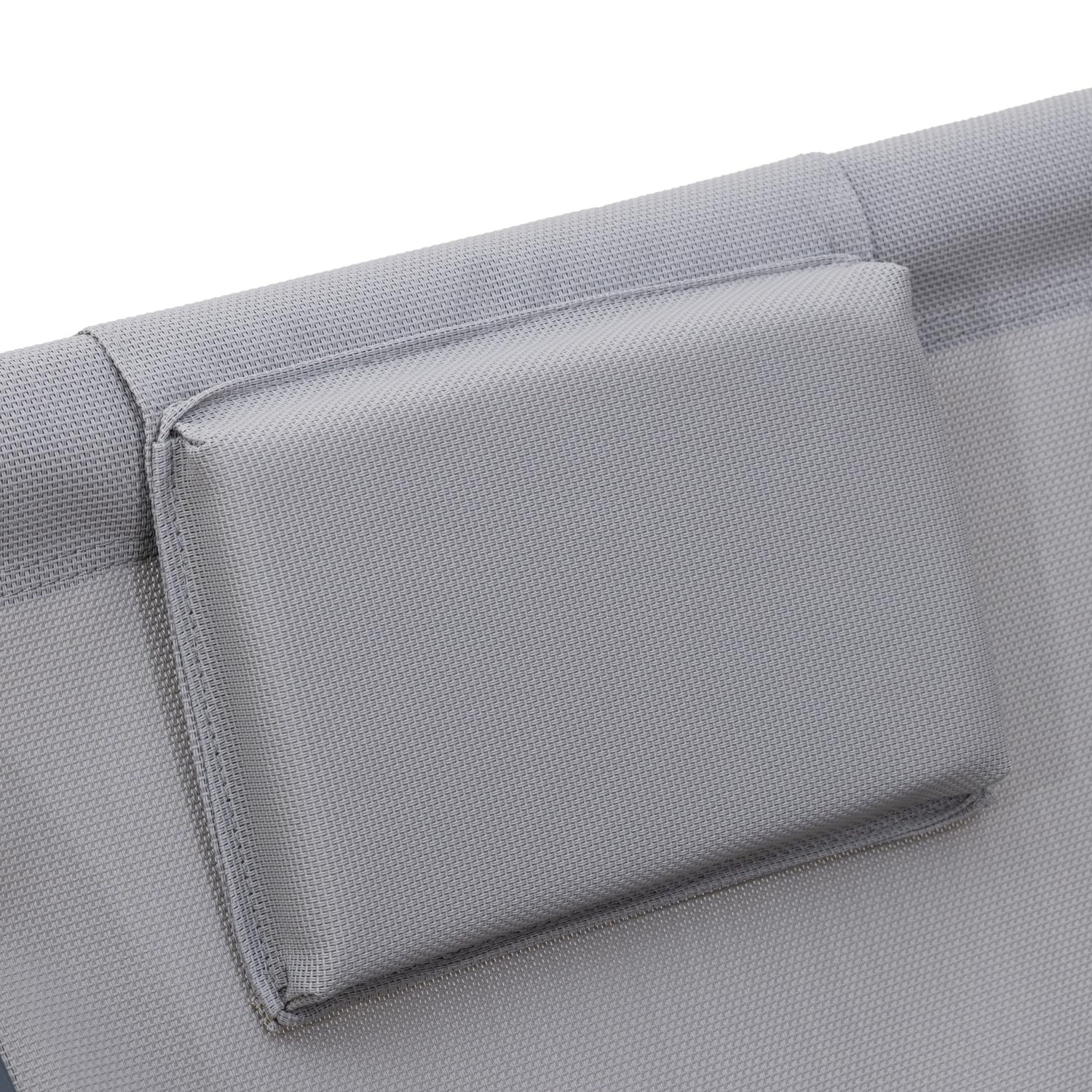 Happy Garden Lot de 2 chiliennes Cyprus en textilène Gris et Structure en Aluminium Blanc - Transats avec Coussin Repose-tête - Idéal pour Jardin, Terrasse et Patio