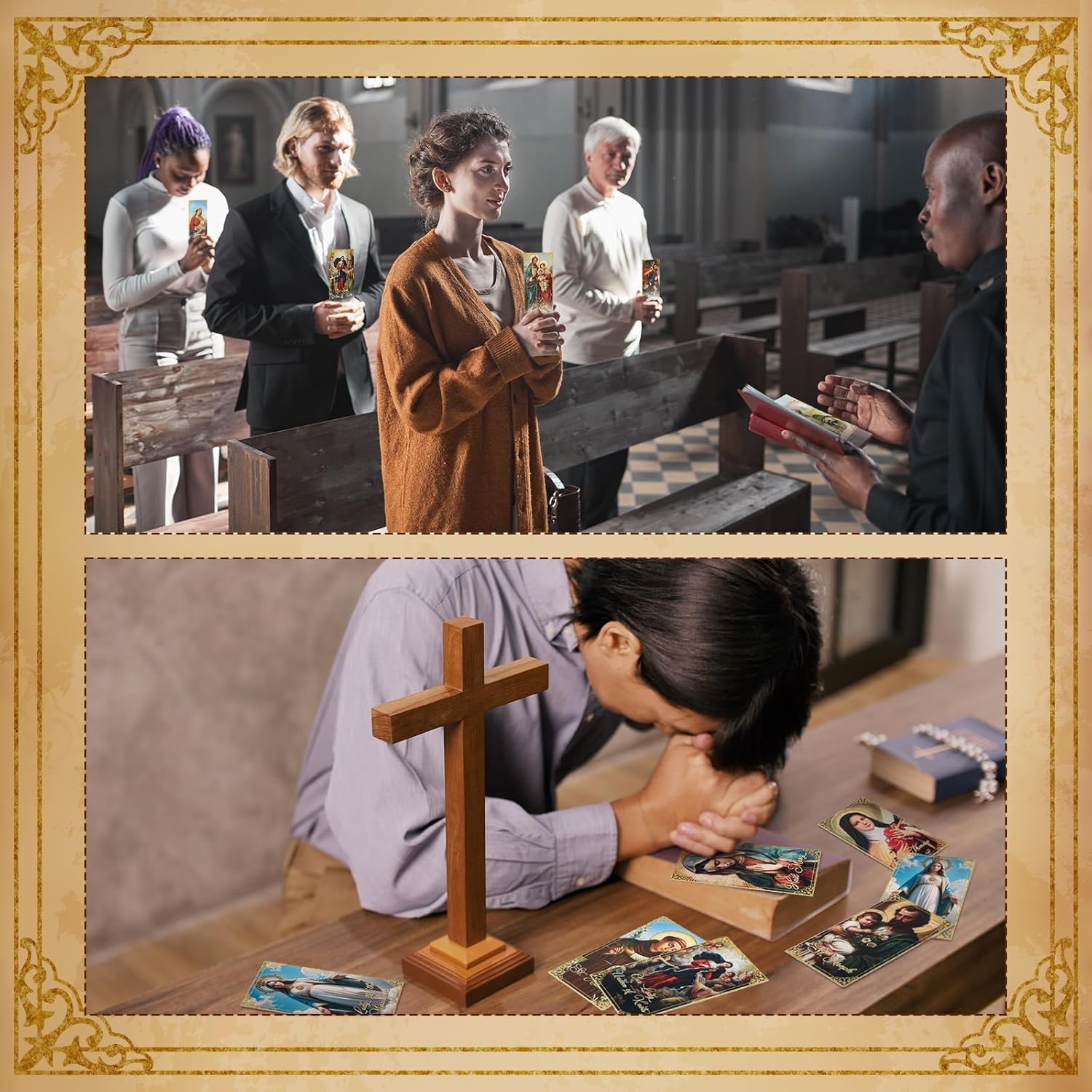 Skyygemm 240 Pcs Catholic Saint Prayer Cards Bulk Gifts Holy Cards Bookmarks Bulk 9×5cm with Catholic Saints and Prayers Assorted 20 Styles Set Inspirational Christian Gift for Women Men Kids Funeral - Image 5