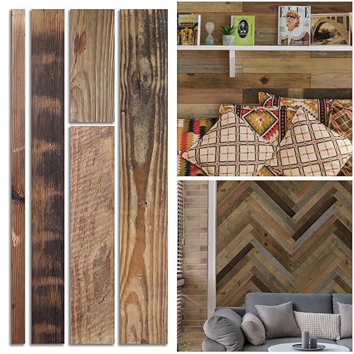 W&S 10Pack Peel and Stick Wood Wall Paneling, Adhesive Shiplap