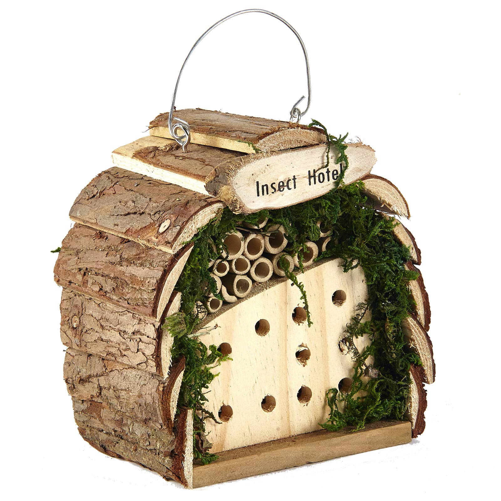 Pet Ting Wooden Insect Bee House Natural Wood Bug Hotel Shelter Garden Nest Box 26cm,Beige — view 8