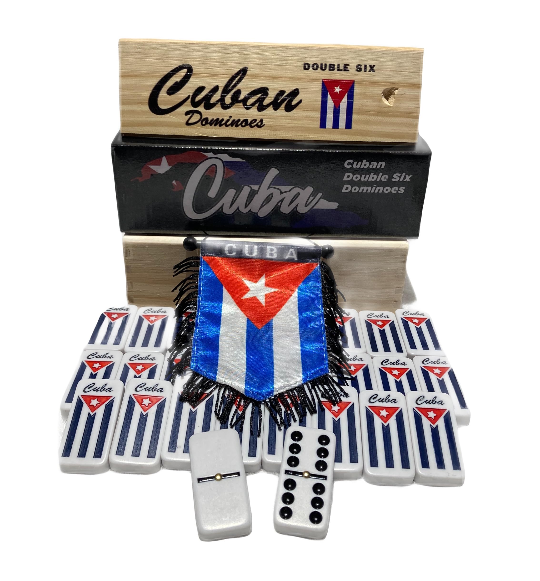 Set domino cubano – doppio sei domino in stile cubano – 28 piastrelle classiche con custodia – Set domino tradizionale cubano per famiglia, viaggi e giochi in giardino