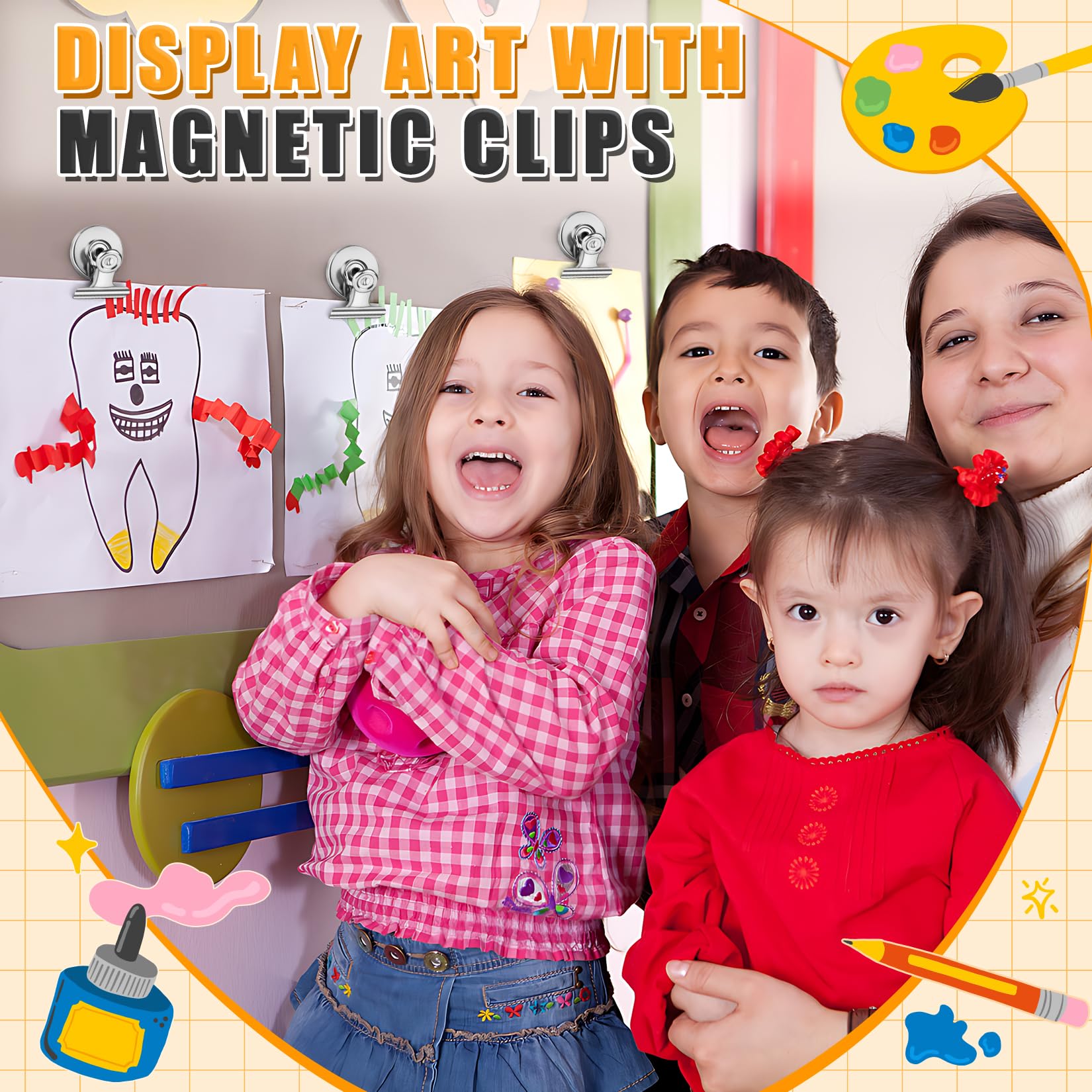Grtard 100 Stück magnetische Clips, robust, Magnet-Clips für Kühlschrank | Kühlschrankmagnete mit Clip, kratzfest, starker Magnetclip für Kühlschrank, Whiteboard, Kreuzfahrtkabinen, Schließfach
