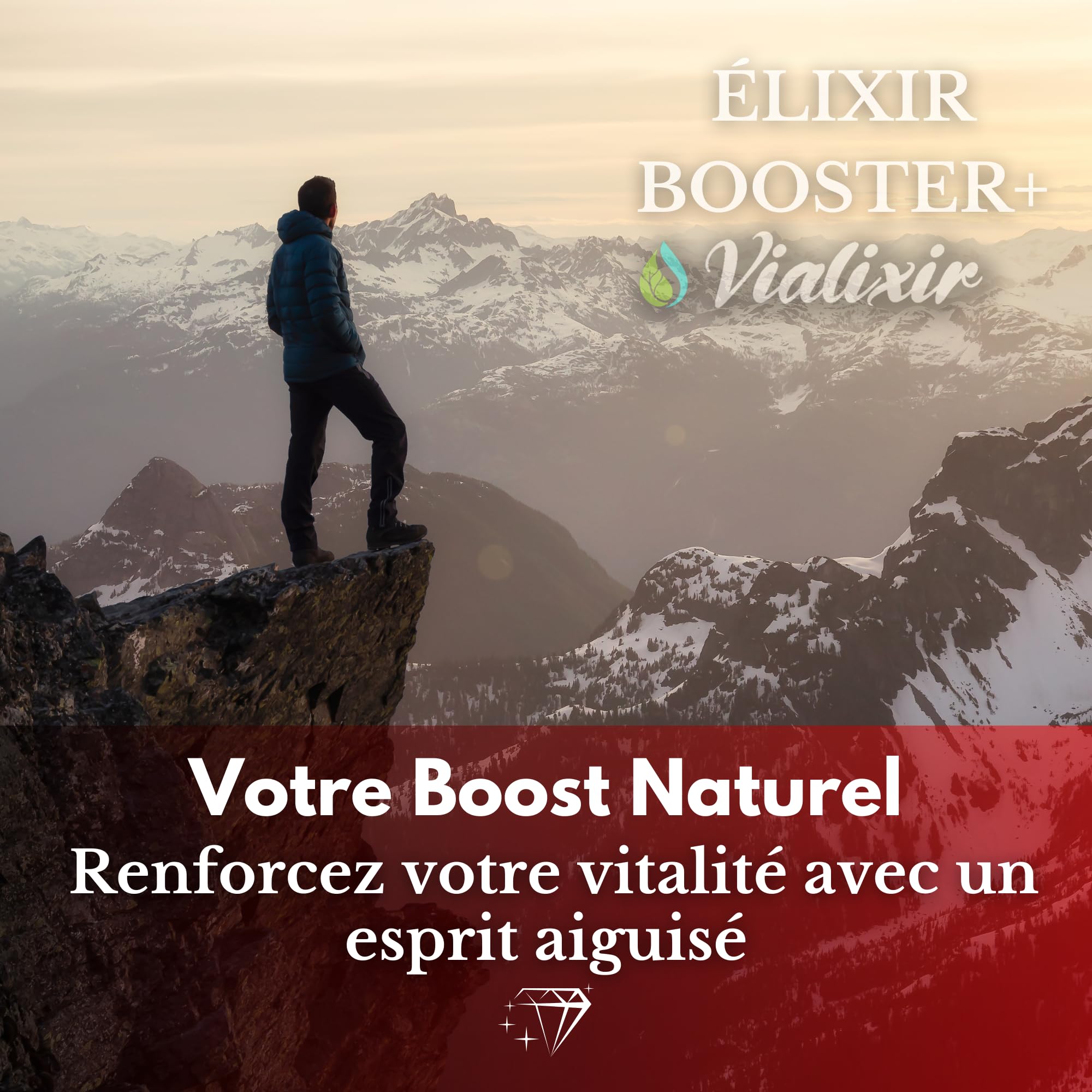 Extrait de Ginseng Rouge de Corée | Extra Fort 6000mg/jour 60 Gélules | Énergie, Vigueur, Circulation Sanguine Concentration | Panax Meyer 10:1 + Eleuthérocoque + Rhodiola | Qualité Française Vialixir