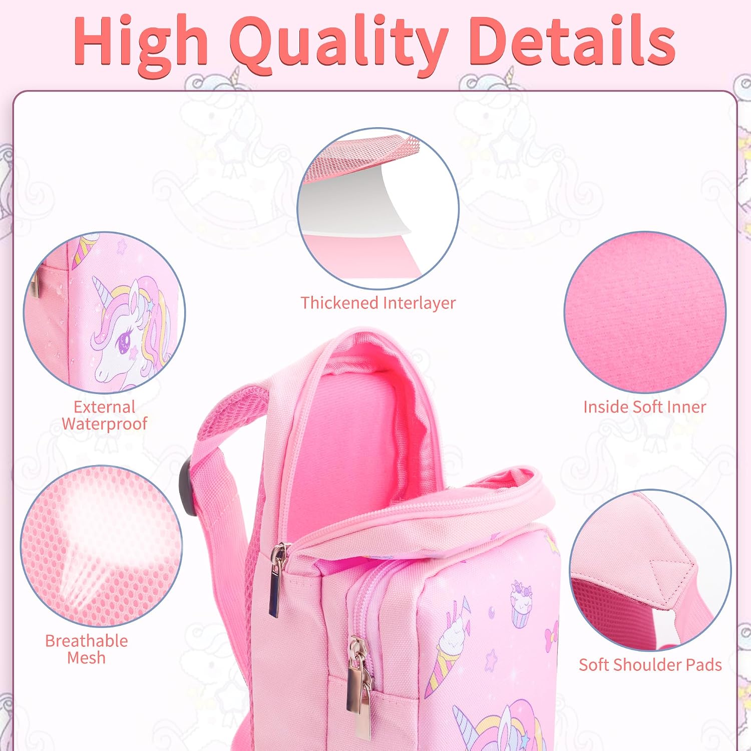 GLDRAM Shoulder Bag Compatible with Nintendo Switch 2/NS/OLED/Lite, Cute Portable Travel Carrying Storage Case for Unicorn, Crossbody Bag Accessories Kit with Game Card Case & 2 Thumb Caps - Pink image 2