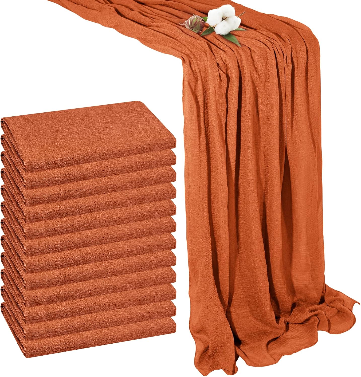 12 Pack Terracotta Cheesecloth Table Runner 10Ft Cheese Cloth Gauze Tablecloth 35 x 120 Inches