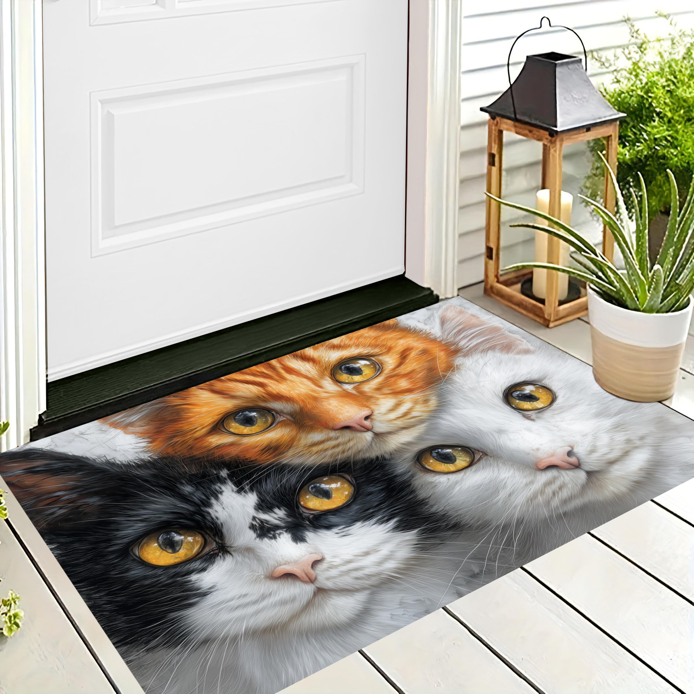 Paillasson noir et blanc chat mignon pour en finir avec les traces de pas sales