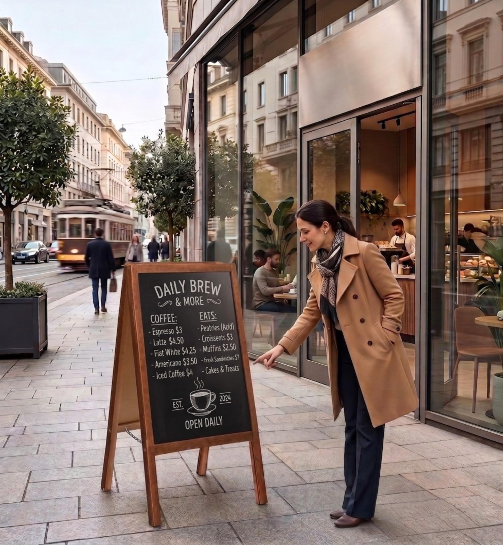 VELORA H&L Chevalet Ardoise 60 x 120 cm Marron – Stop Trottoir Double Face en Bois pour Restaurant Café Commerce, Tableau de Menu, Tableau Noir à Craie, Panneau Publicitaire Extérieur Pliable