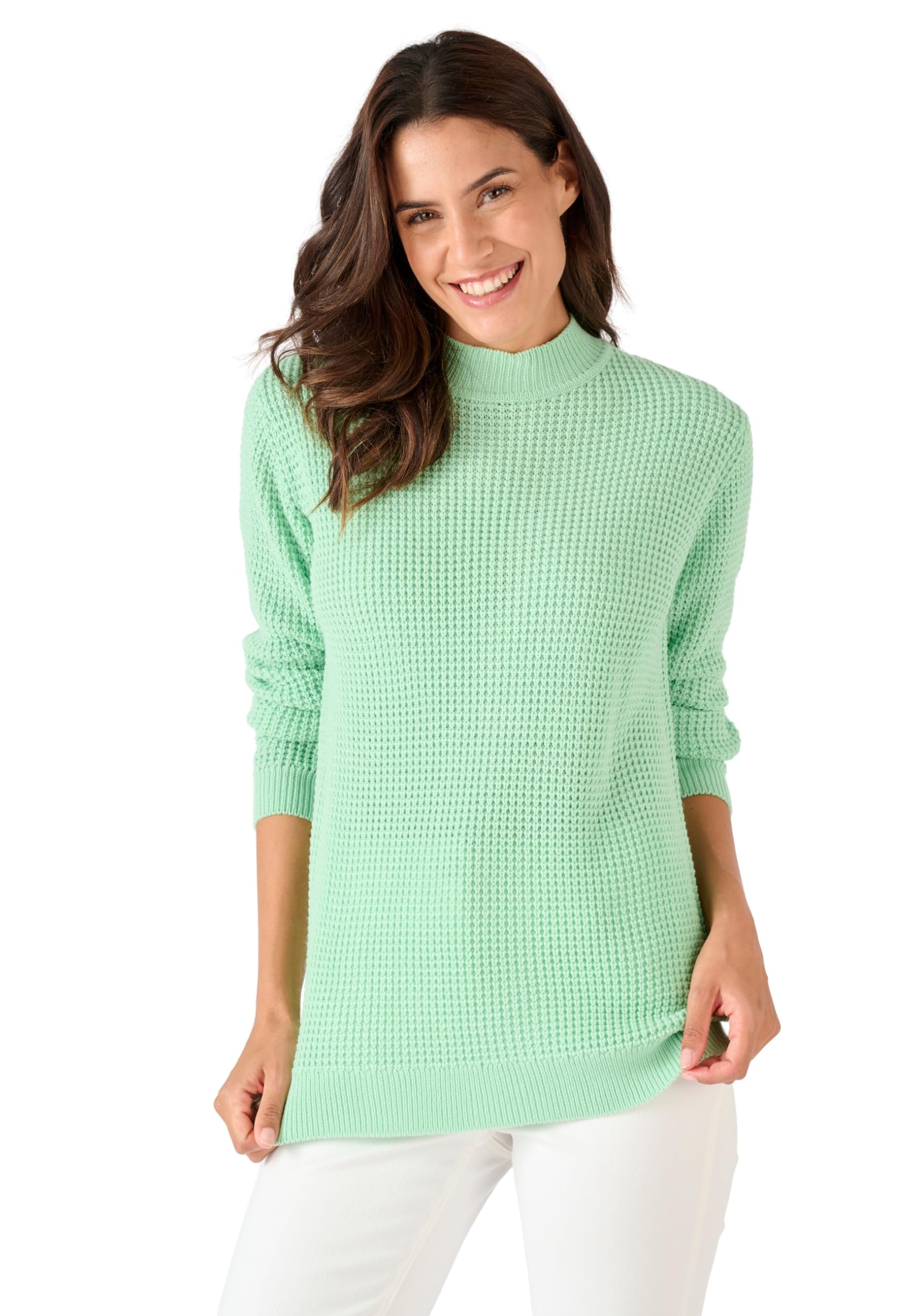Damart - Waffle Turtleneck Jumper, Mint Green, 10/12
