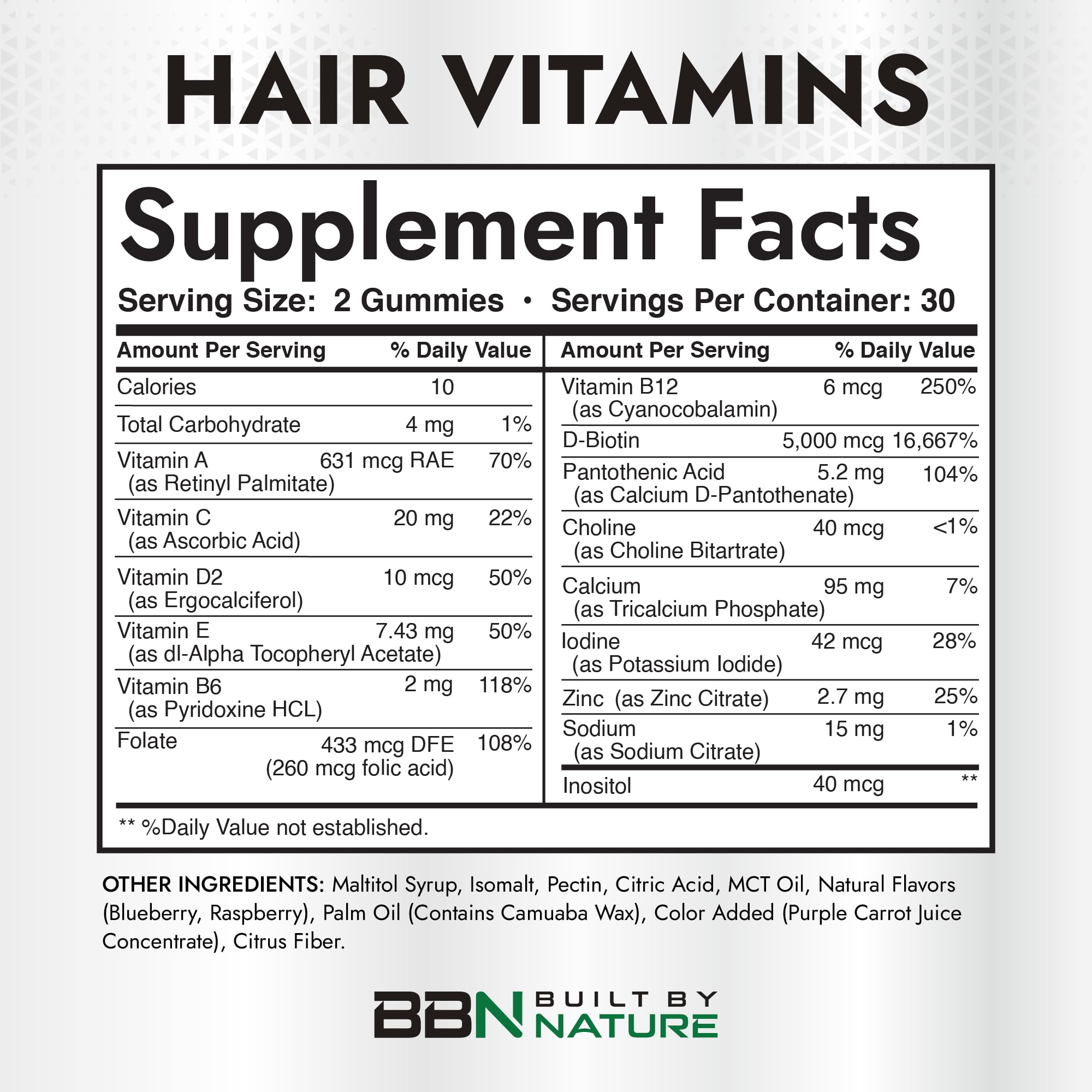 Built by Nature Hair Skin and Nails Gummies for Women, 60 Count — Amazon image 2