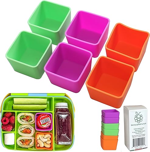 Divisores rectangulares de silicona para lonchera, 6 unidades, divisores de cajas Bento de 4 x 2 x 1.5 pulgadas, accesorios para cajas Bento, tazas